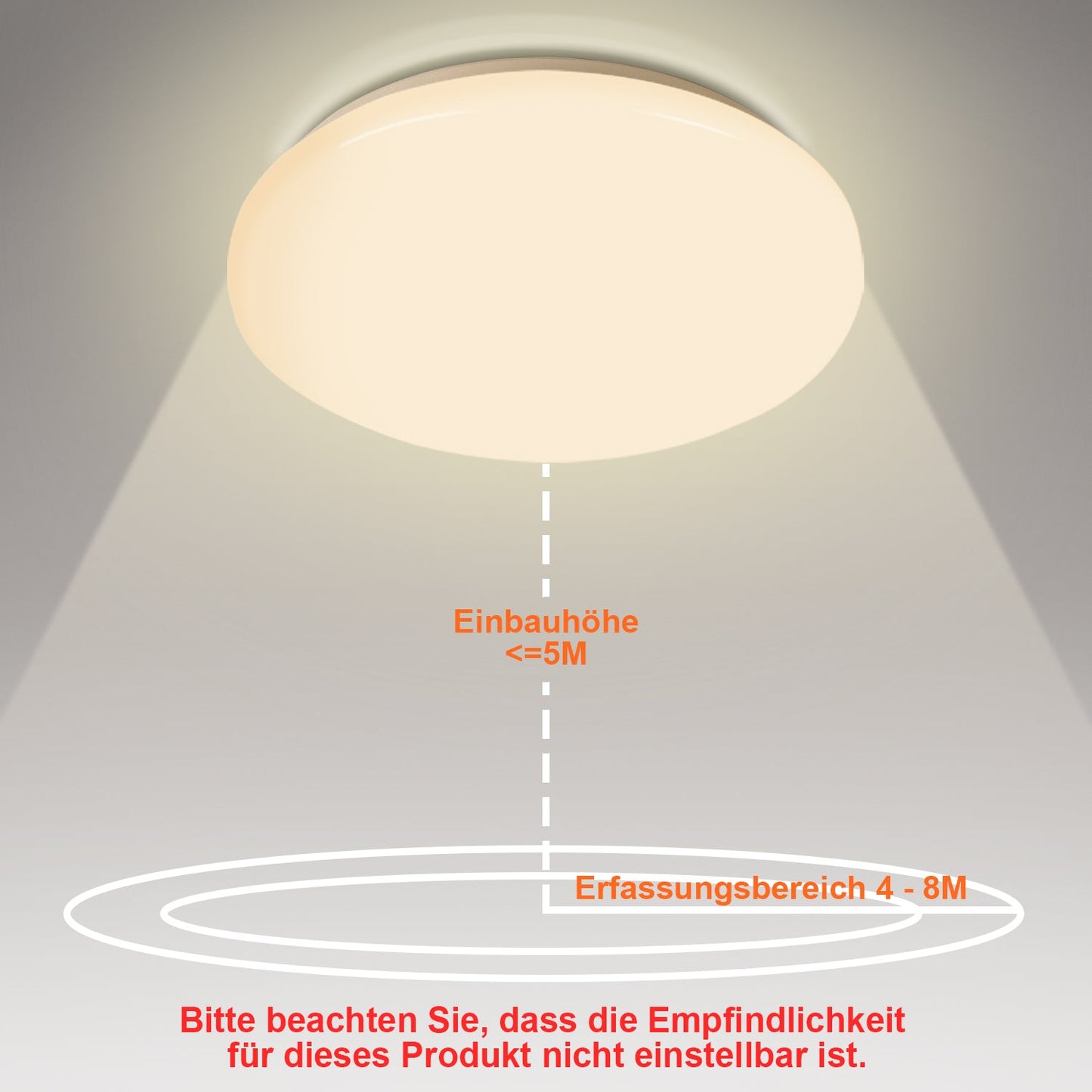 LED Deckenlampe mit Bewegungsmelder 12W Warmweiß