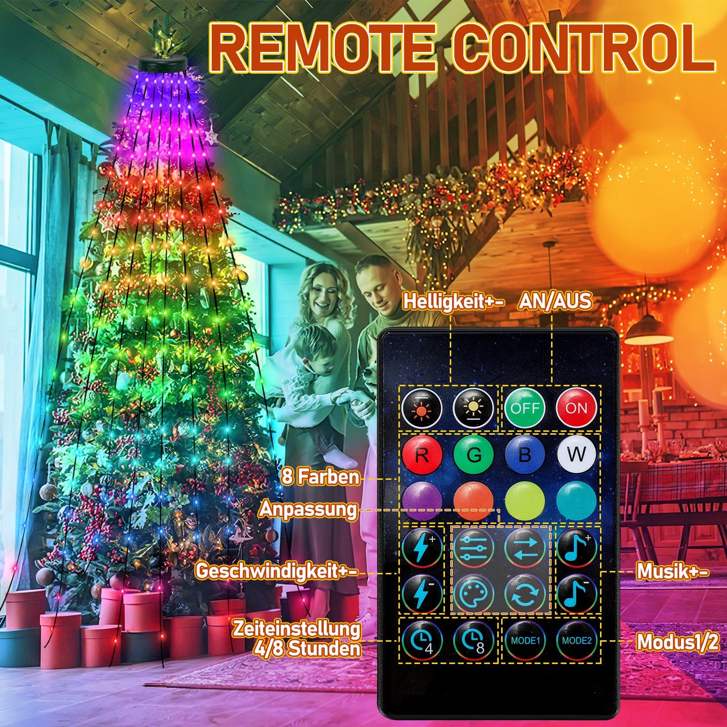 Christbaumbeleuchtung mit APP-Kontrolle 160 LEDs IP67