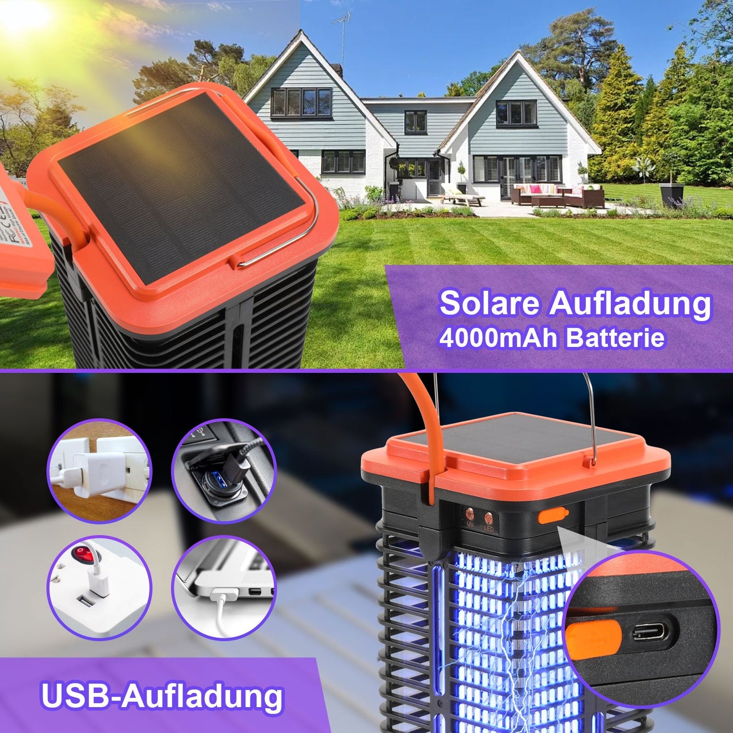 Insektenvernichter Elektrisch Solar 1500V