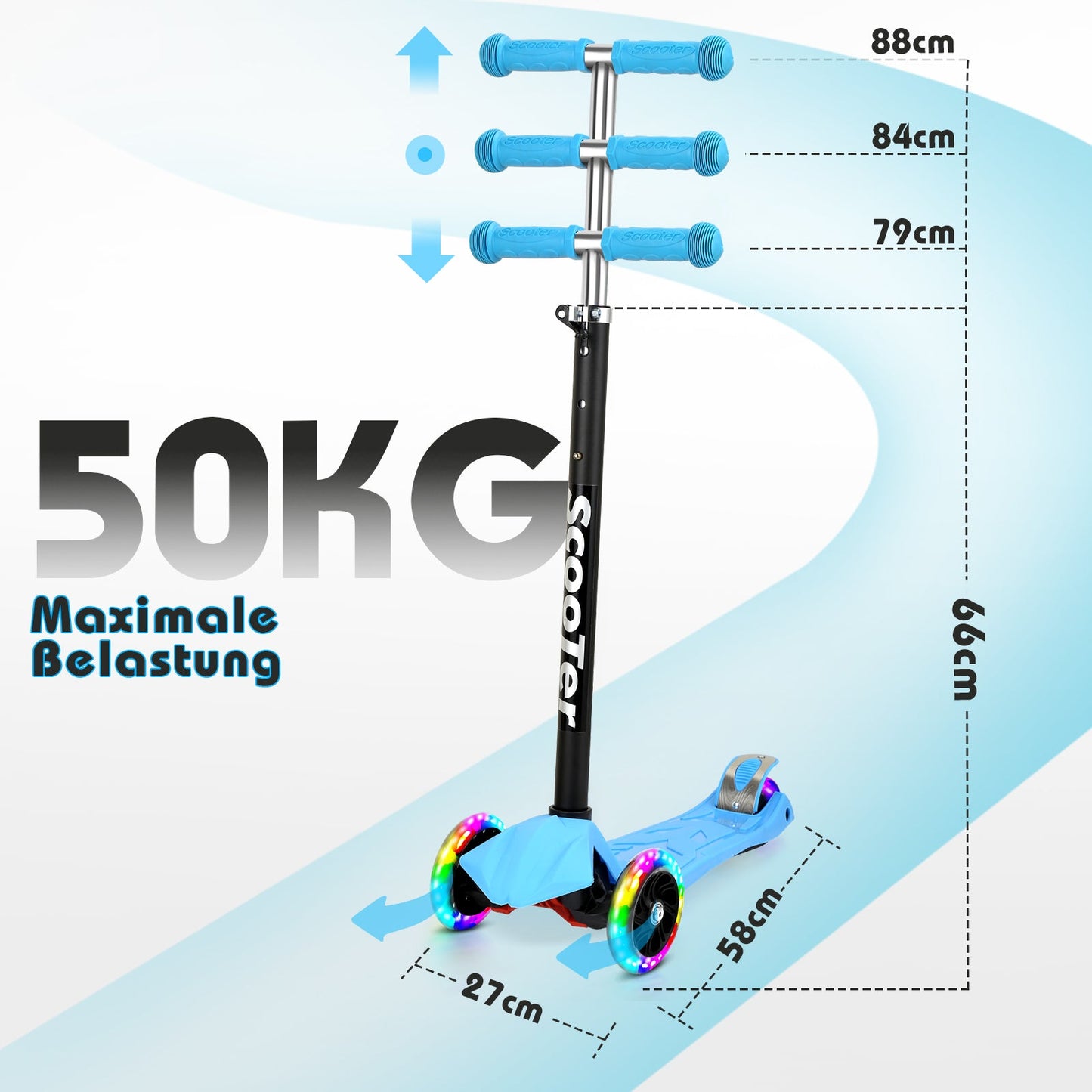 Kinderroller Kinderscooter mit LED Räder