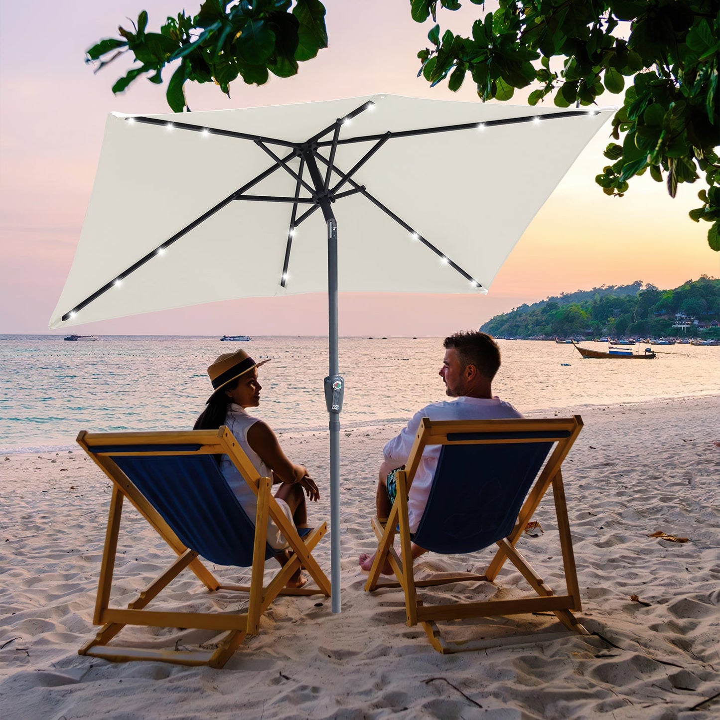 Sonnenschirm 210x140 / 300x200cm Rechteckig mit LED Solar