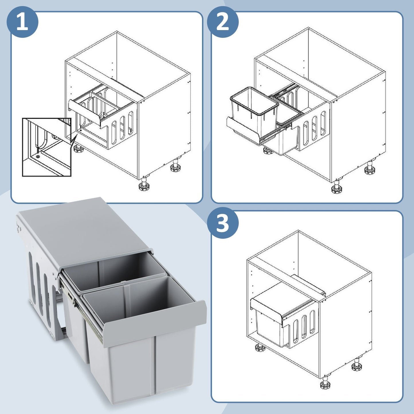Mülleimer Abfalleimer Einbau 30L Schrank