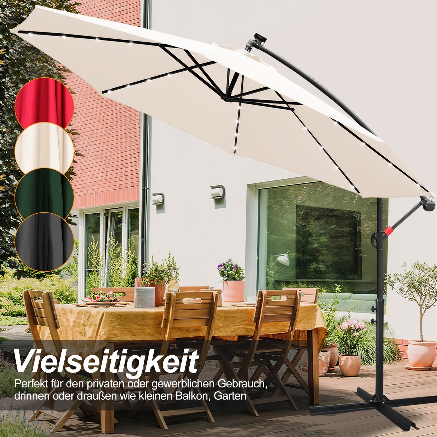 Ampelschirm 3m/3.5m mit Solar LED