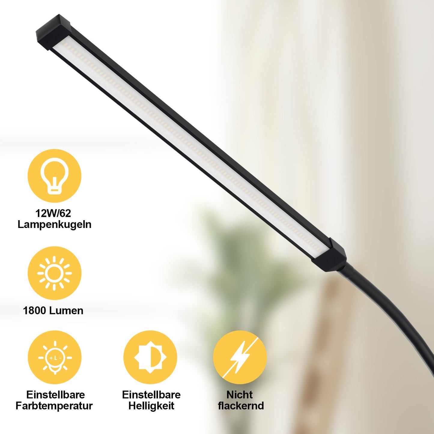 Dimmbar Stehlampe 9W mit Fernbedienung