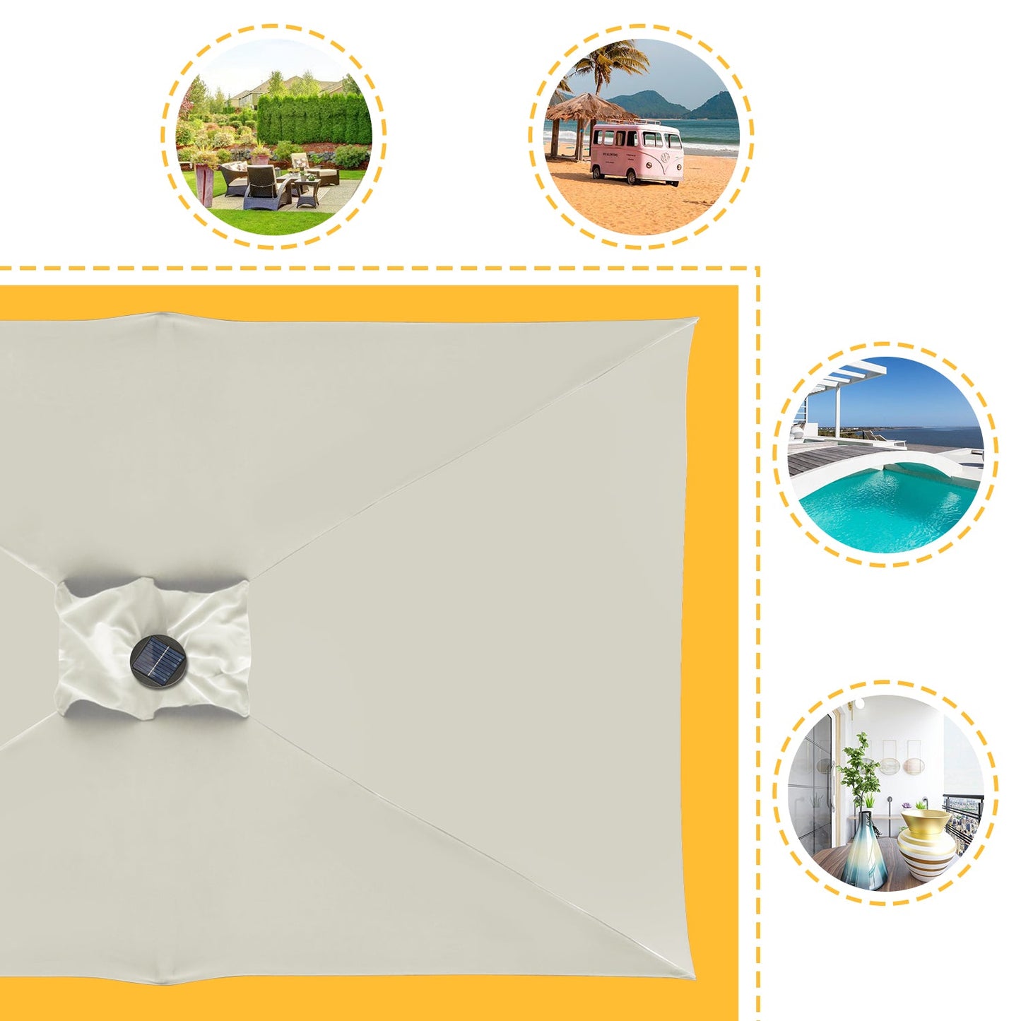Sonnenschirm 210x140 / 300x200cm Rechteckig mit LED Solar