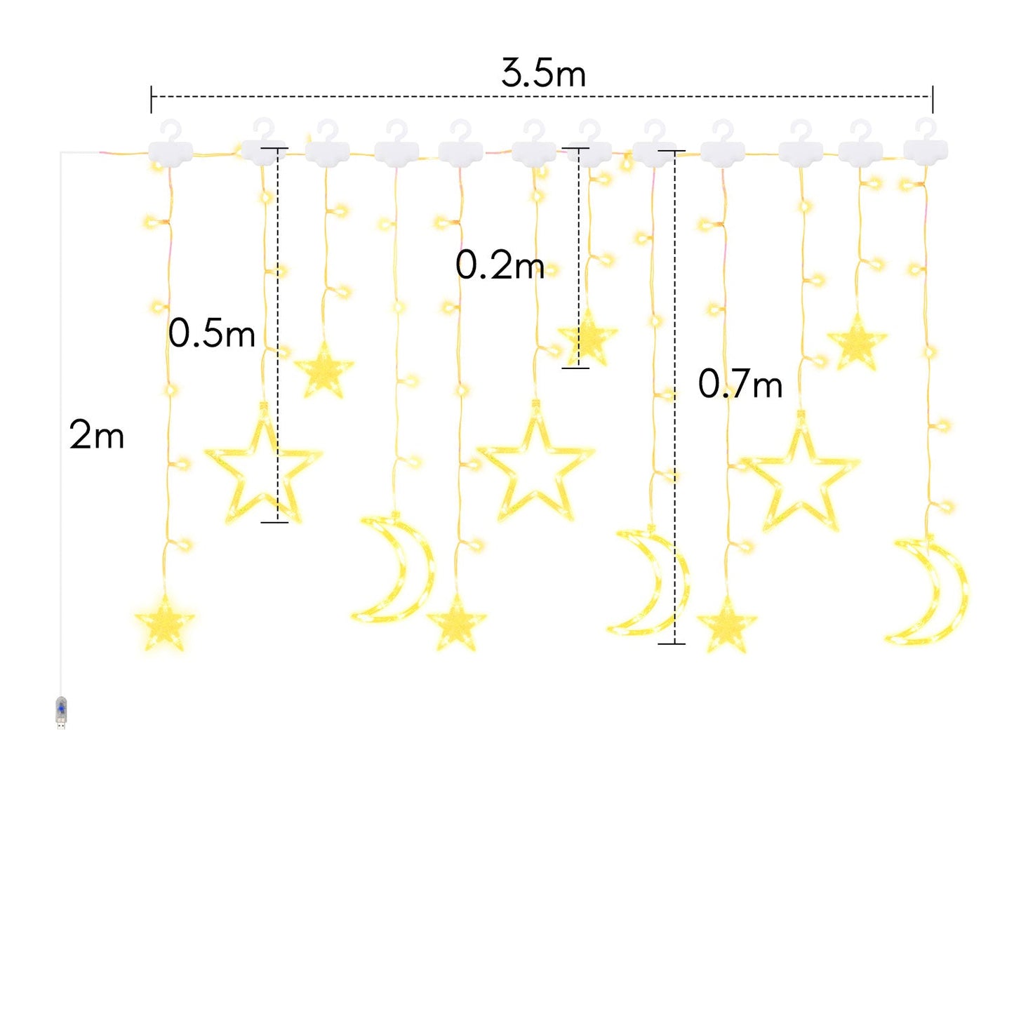 LED Sterne Weihnachtsbeleuchtung Lichtervorhang 3,5M