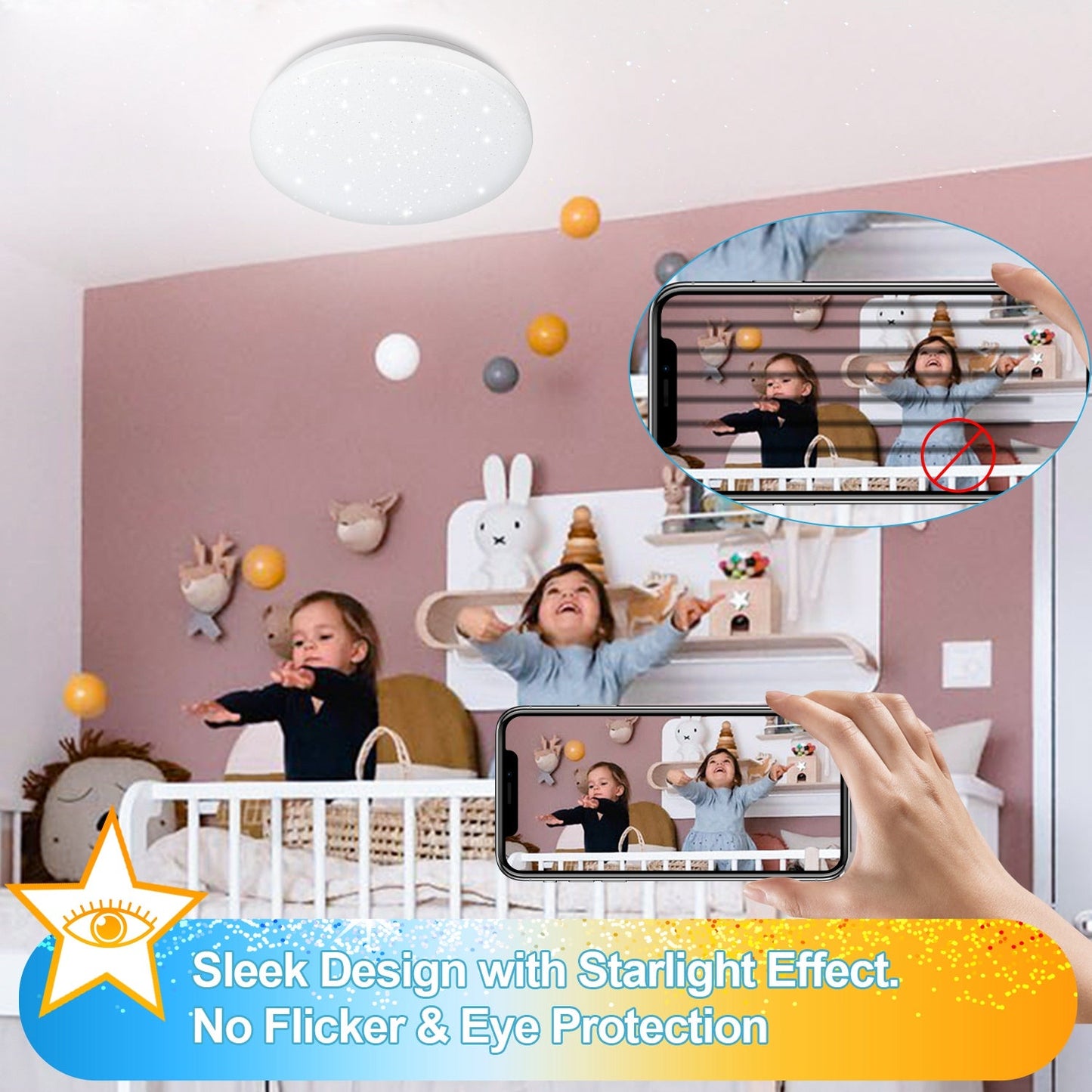 24W LED Deckenleuchte Dimmbar mit Sternenhimmel-Effekt