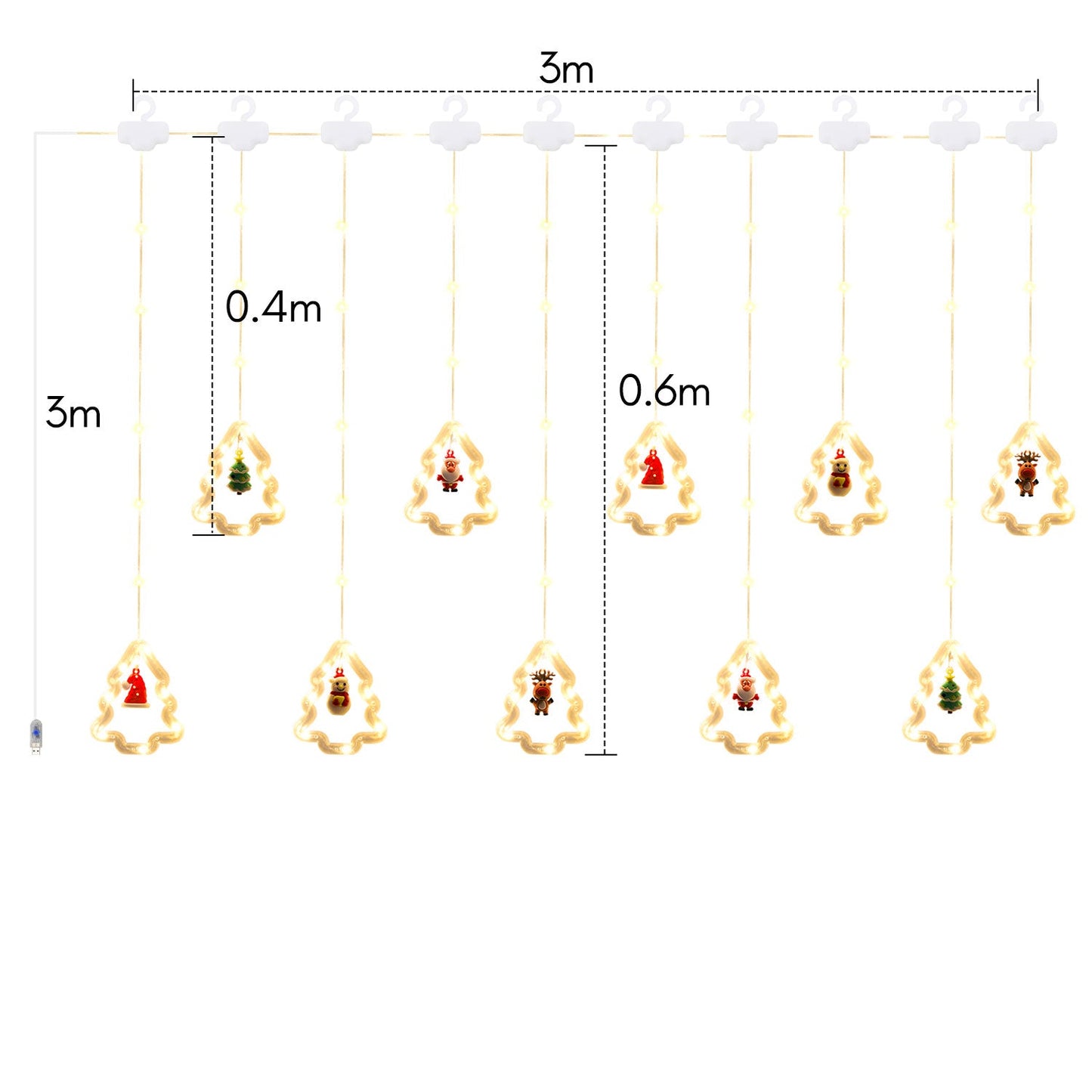 LED Weihnachtsbeleuchtung Lichtervorhang 3M