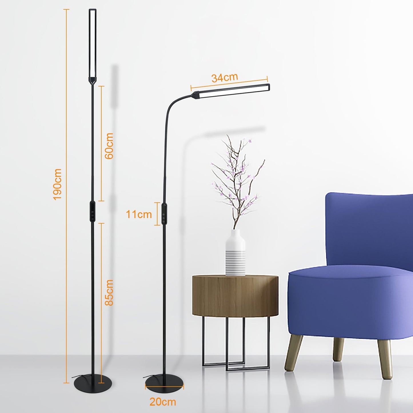 Dimmbar Stehlampe 9W mit Fernbedienung