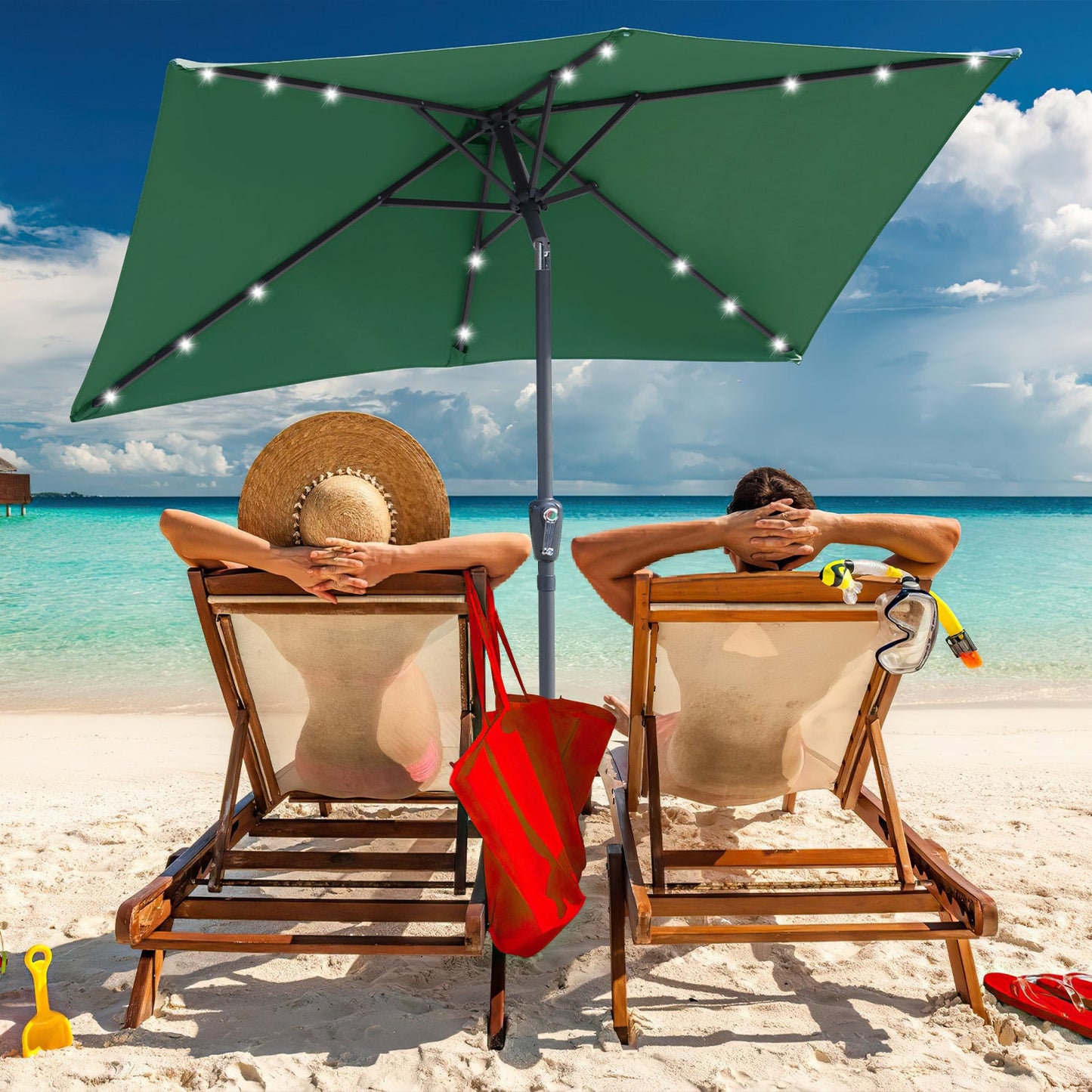 Sonnenschirm 210x140 / 300x200cm Rechteckig mit LED Solar