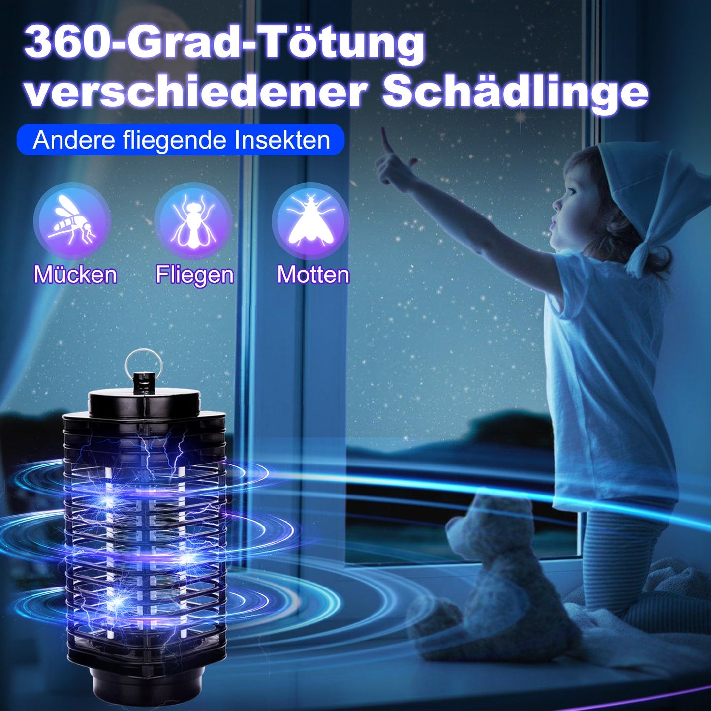 Insektenvernichter Elektrisch LED UV Mückenlampe 3W