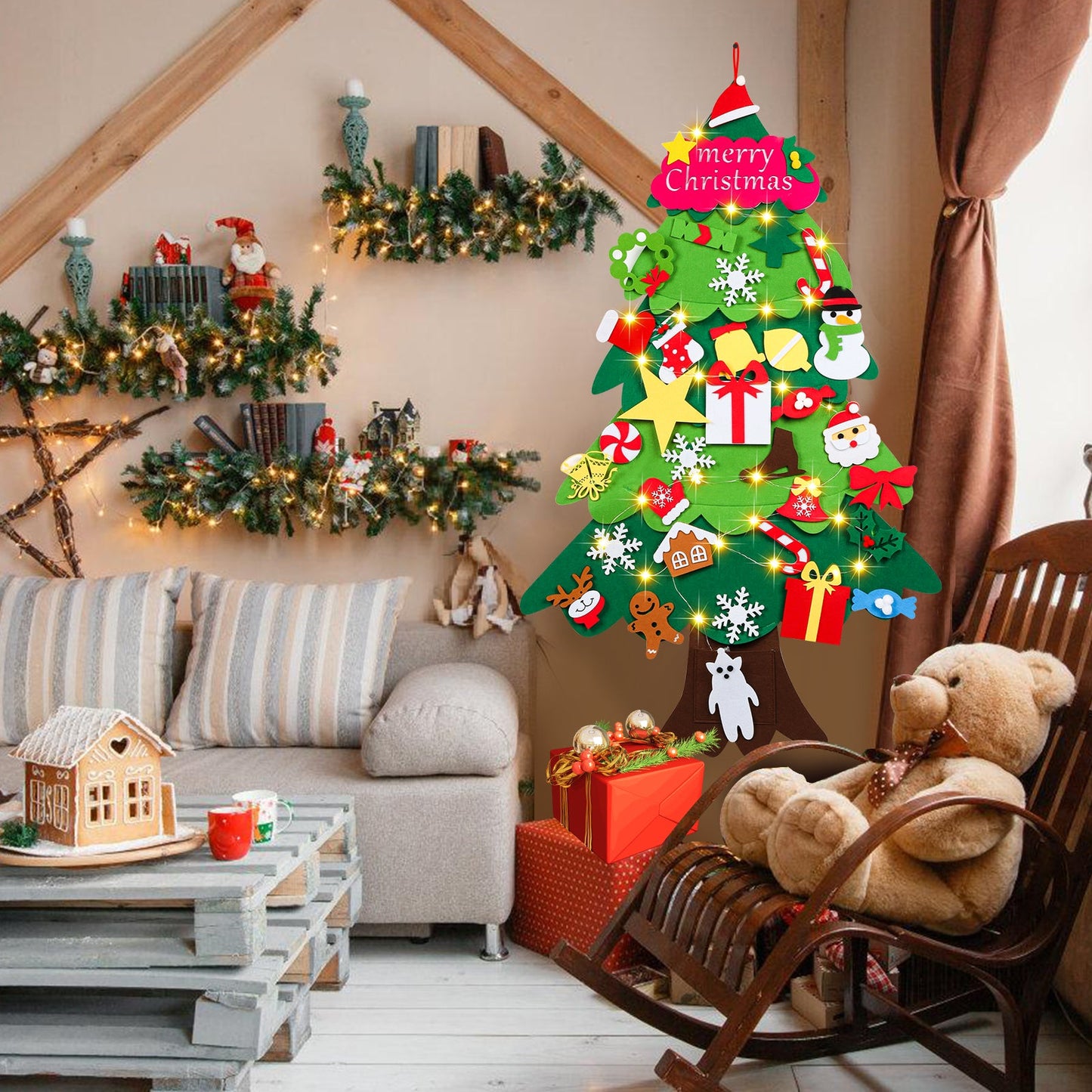Filz LED Weihnachtsbaum 105cm DIY
