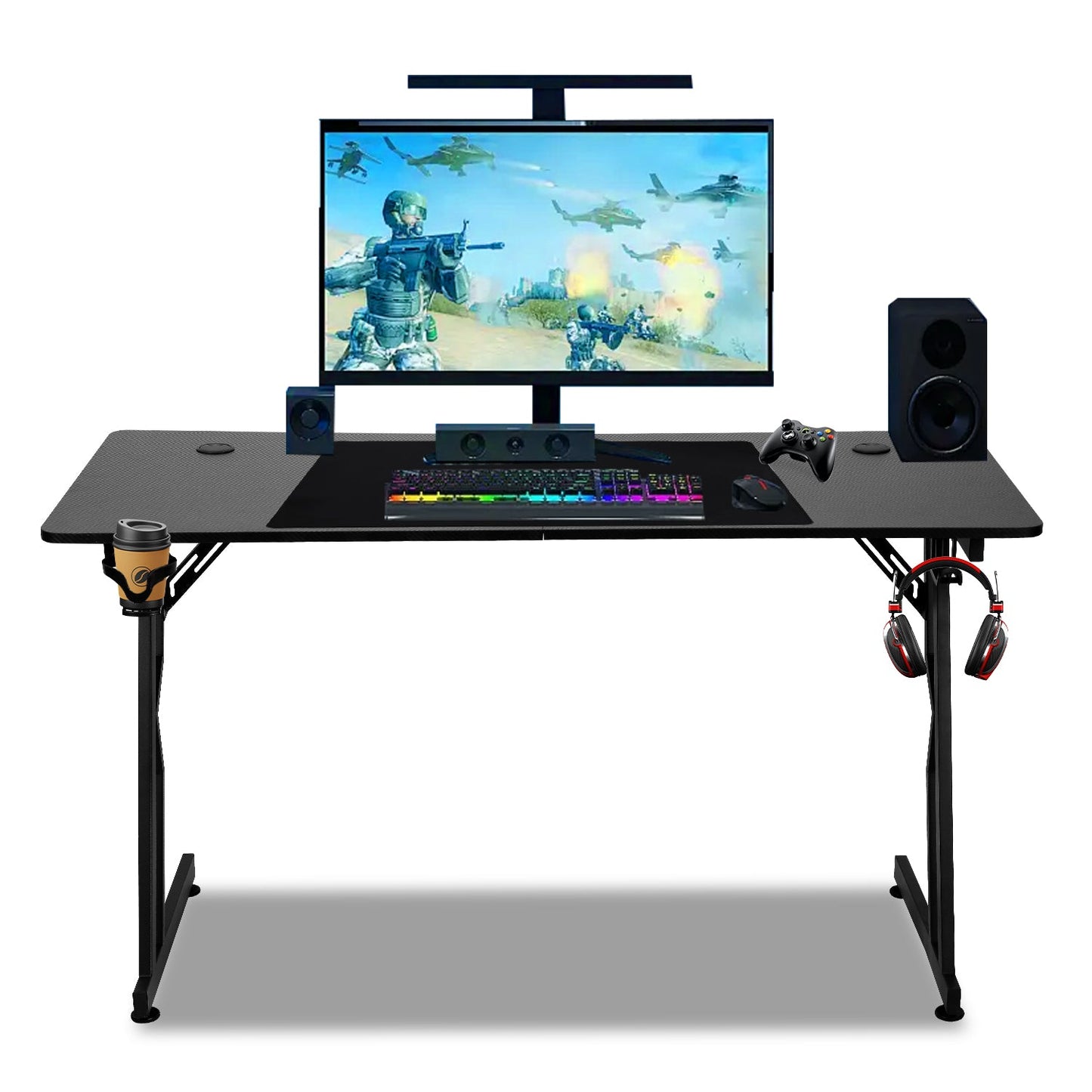 Gaming Schreibtisch, 120/140cm Ergonomischer Computertisch