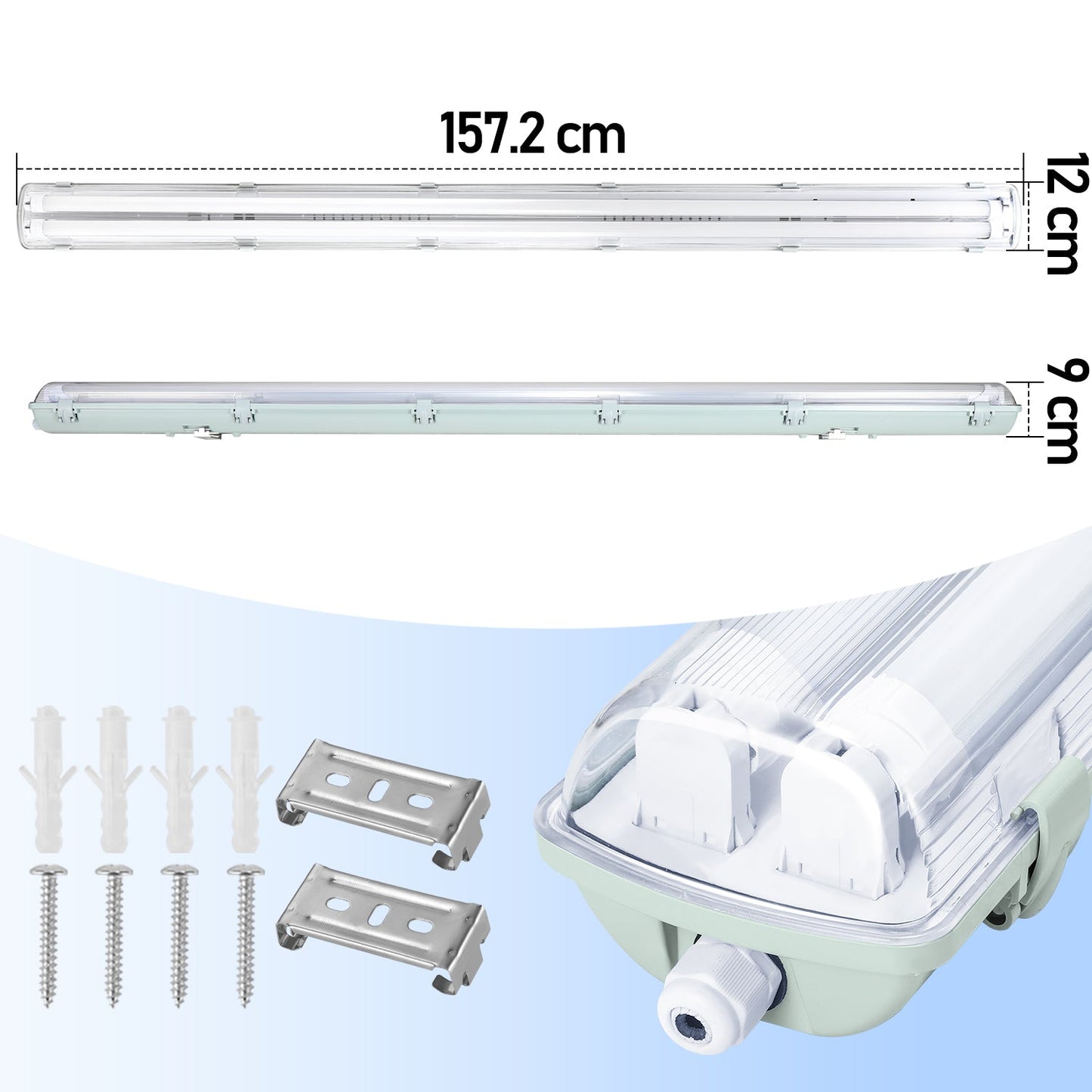 LED Feuchtraumleuchte 2x 24W 150 cm T8 Kaltweiß/Neutralweiß