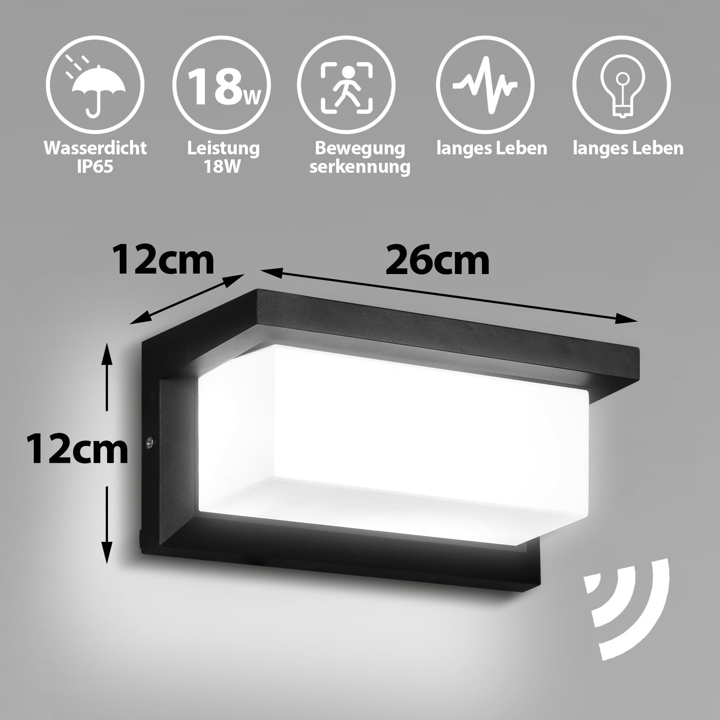 LED Wandleuchte mit Bewegungsmelder 18W