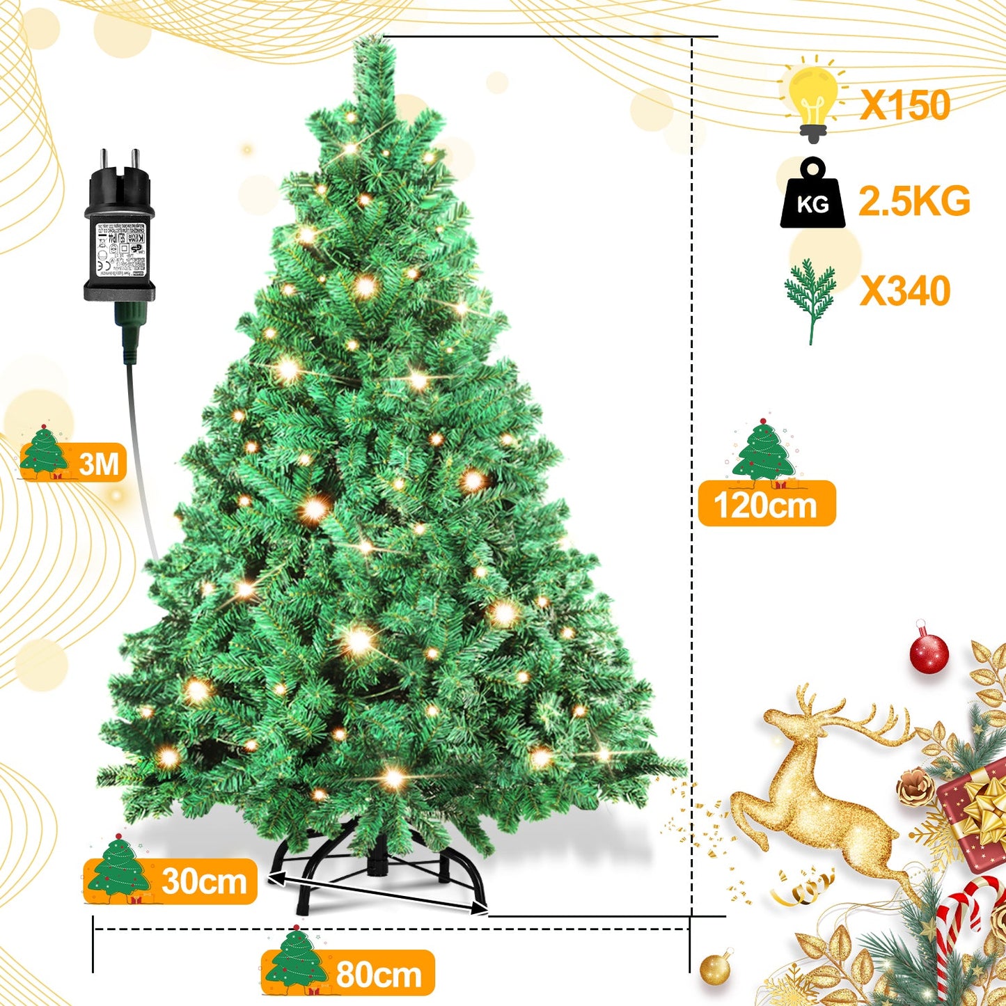 Weihnachtsbaum künstlich mit Beleuchtung