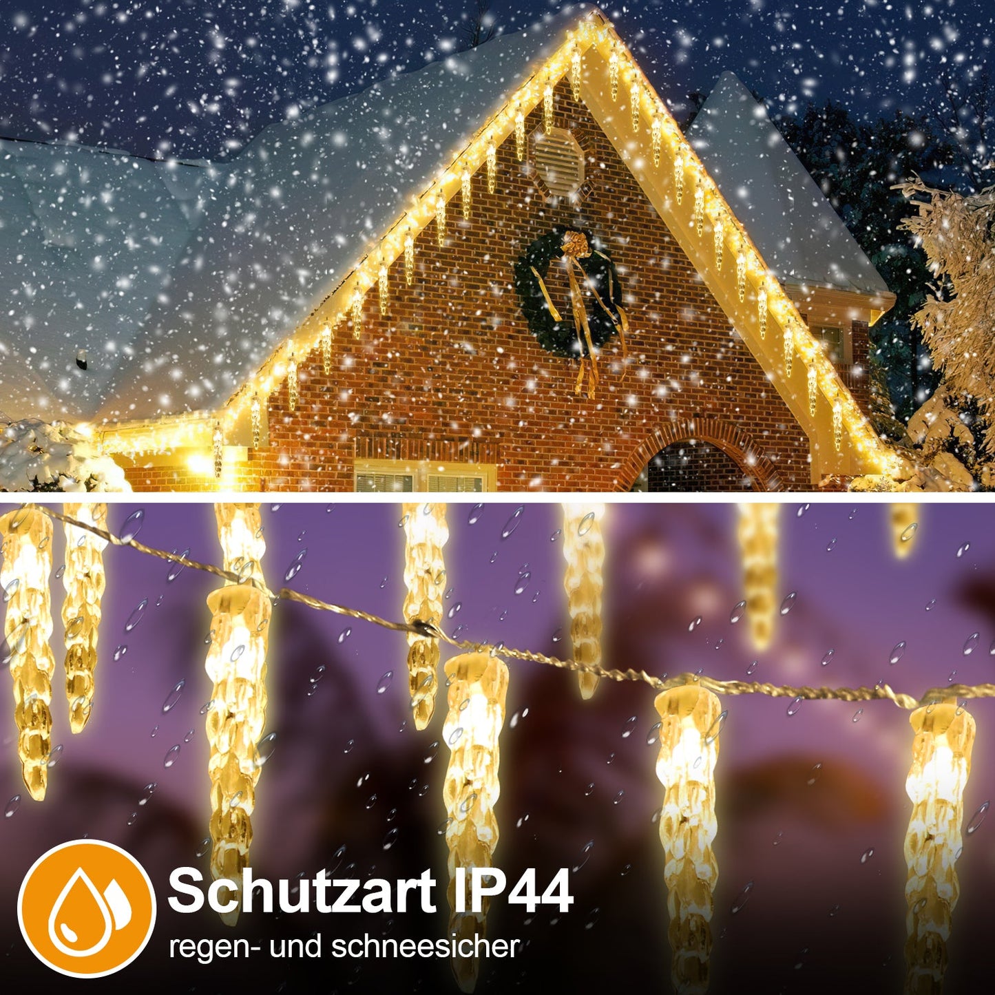 Solar Eiszapfen Lichterkette mit Fernbedienung 10m
