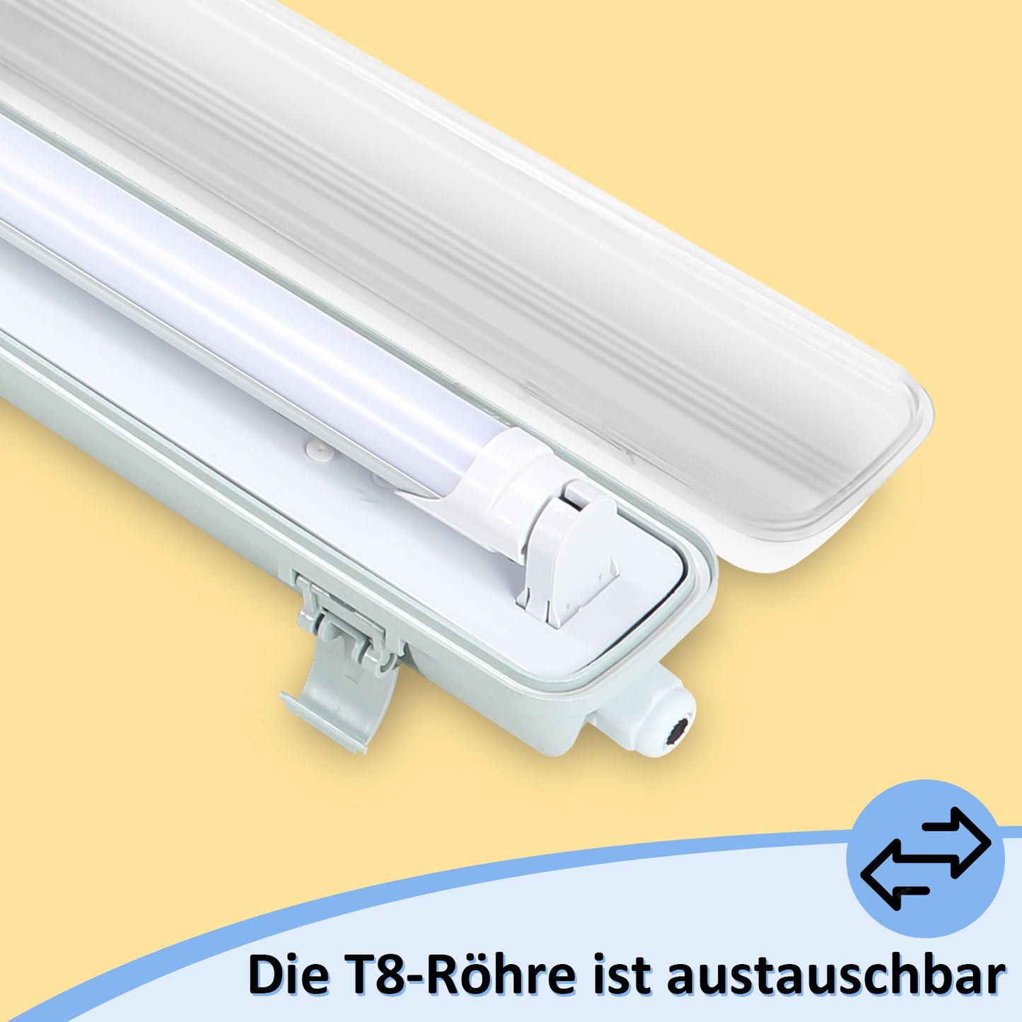 LED Feuchtraumleuchte 24W Kaltweiß 150cm T8