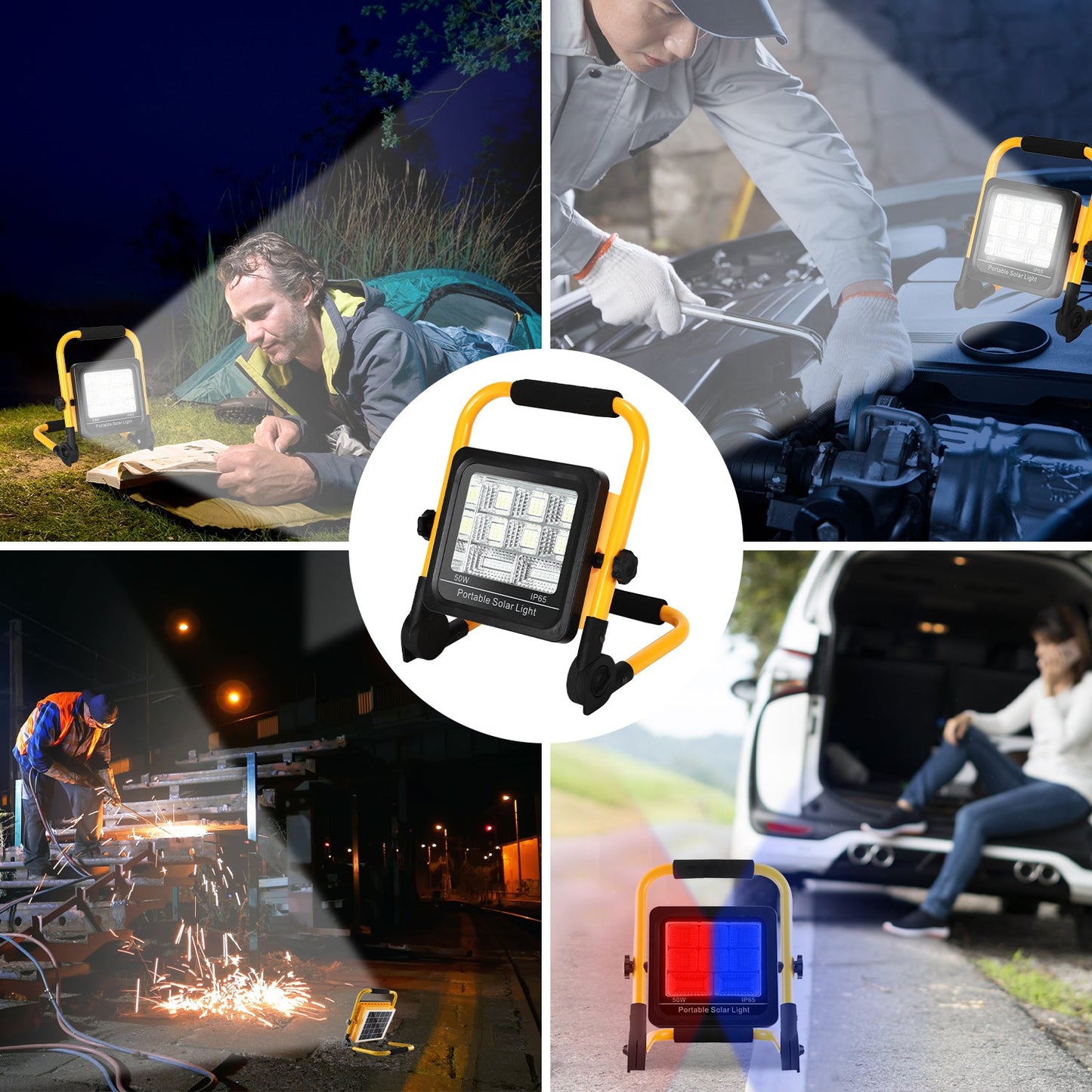 LED Akku Fluter Baustrahler Solar 50W/100W