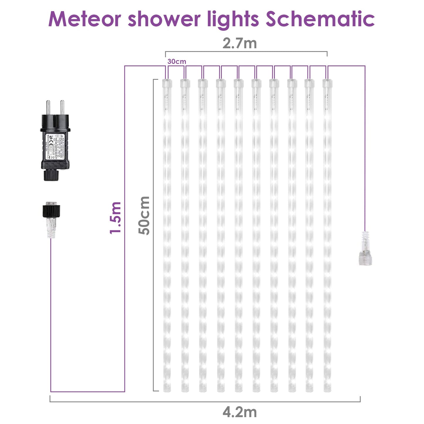 360 LED Meteorschauer Lichterkette IP44