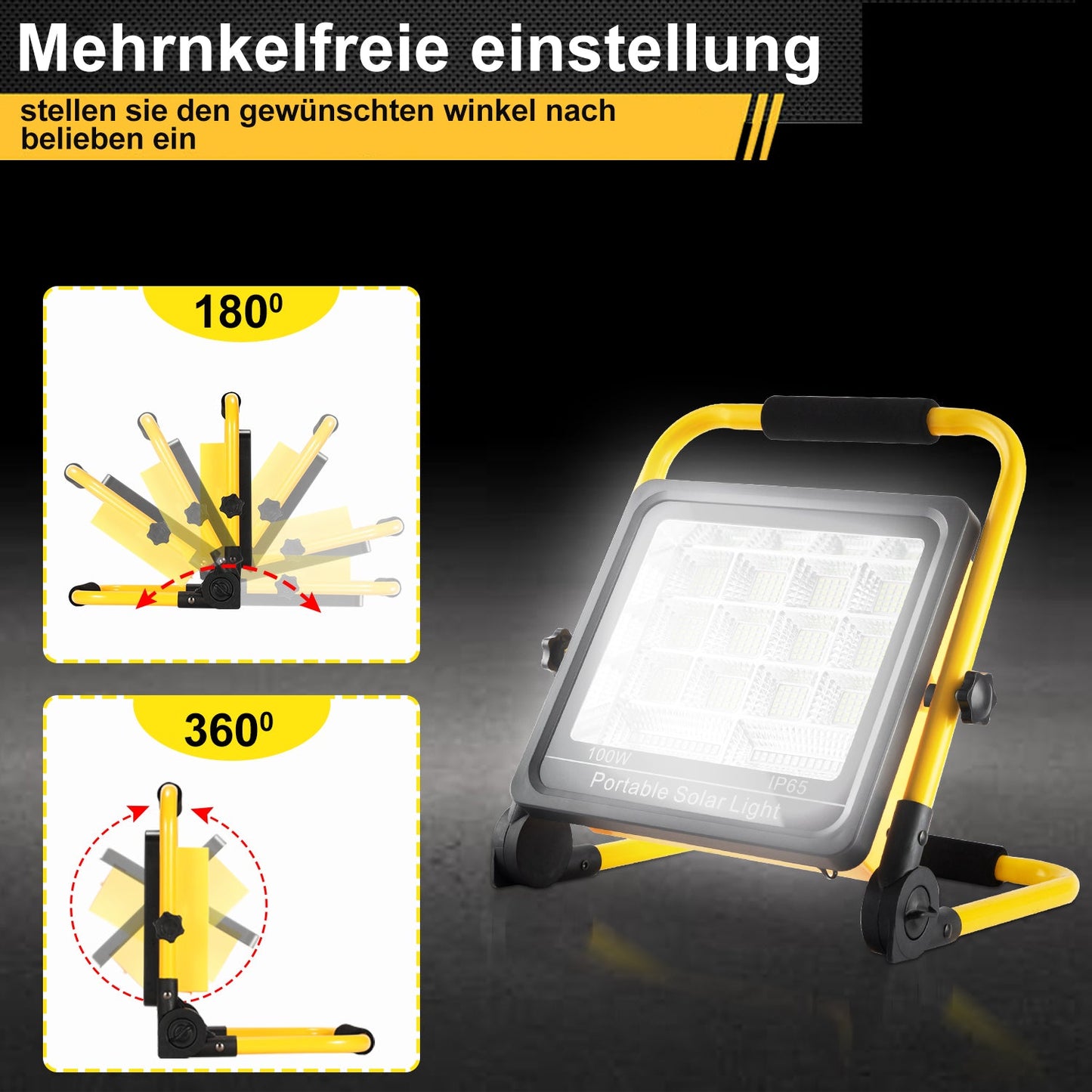 LED Akku Fluter Baustrahler Solar 50W/100W