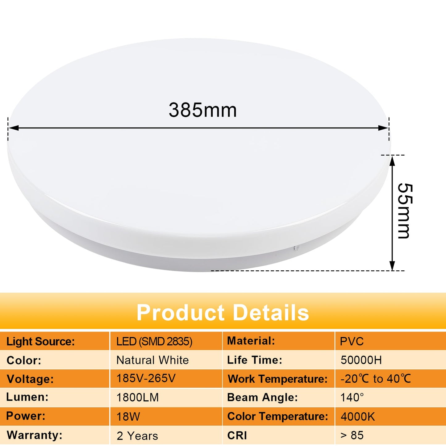 18W LED Deckenleuchte Neutralweiß mit Bewegungsmelder