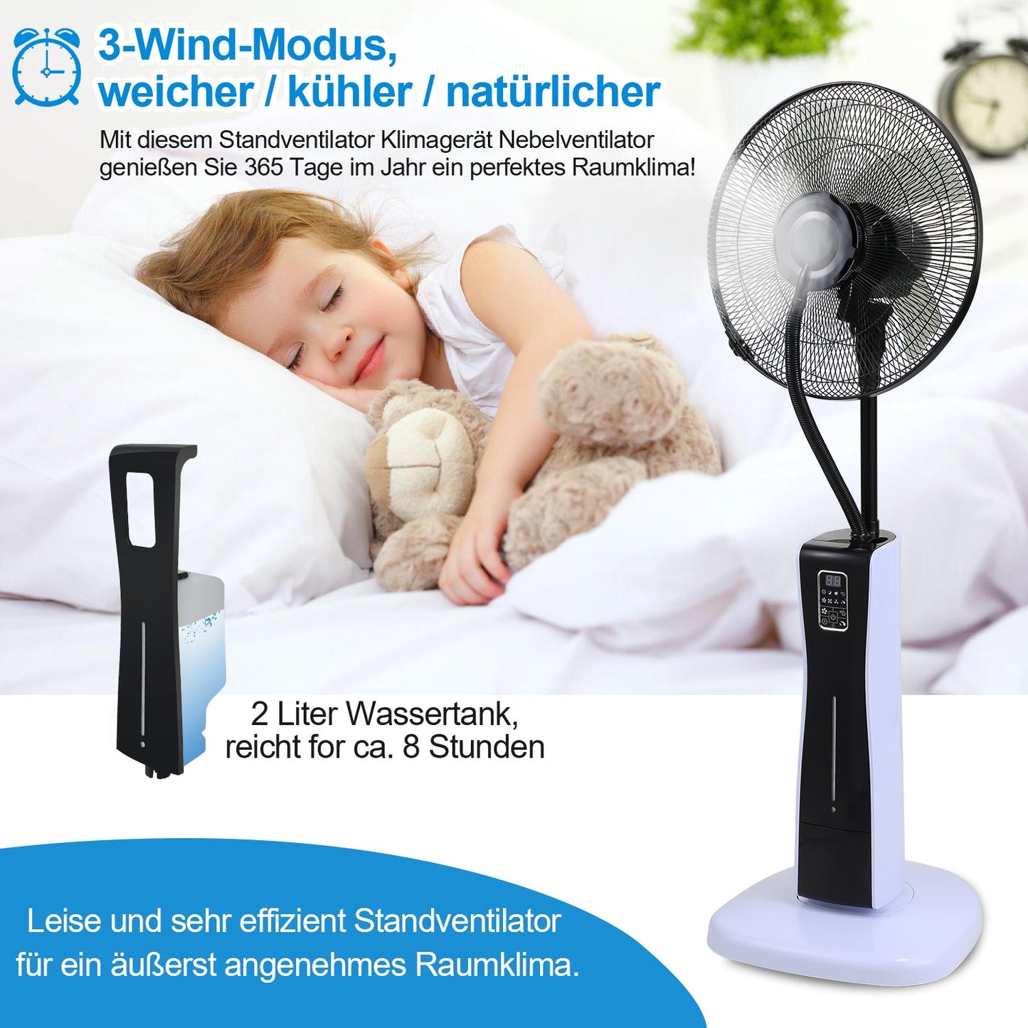 Standventilator mit Wasserkühlung Ultraschall-Sprühnebel