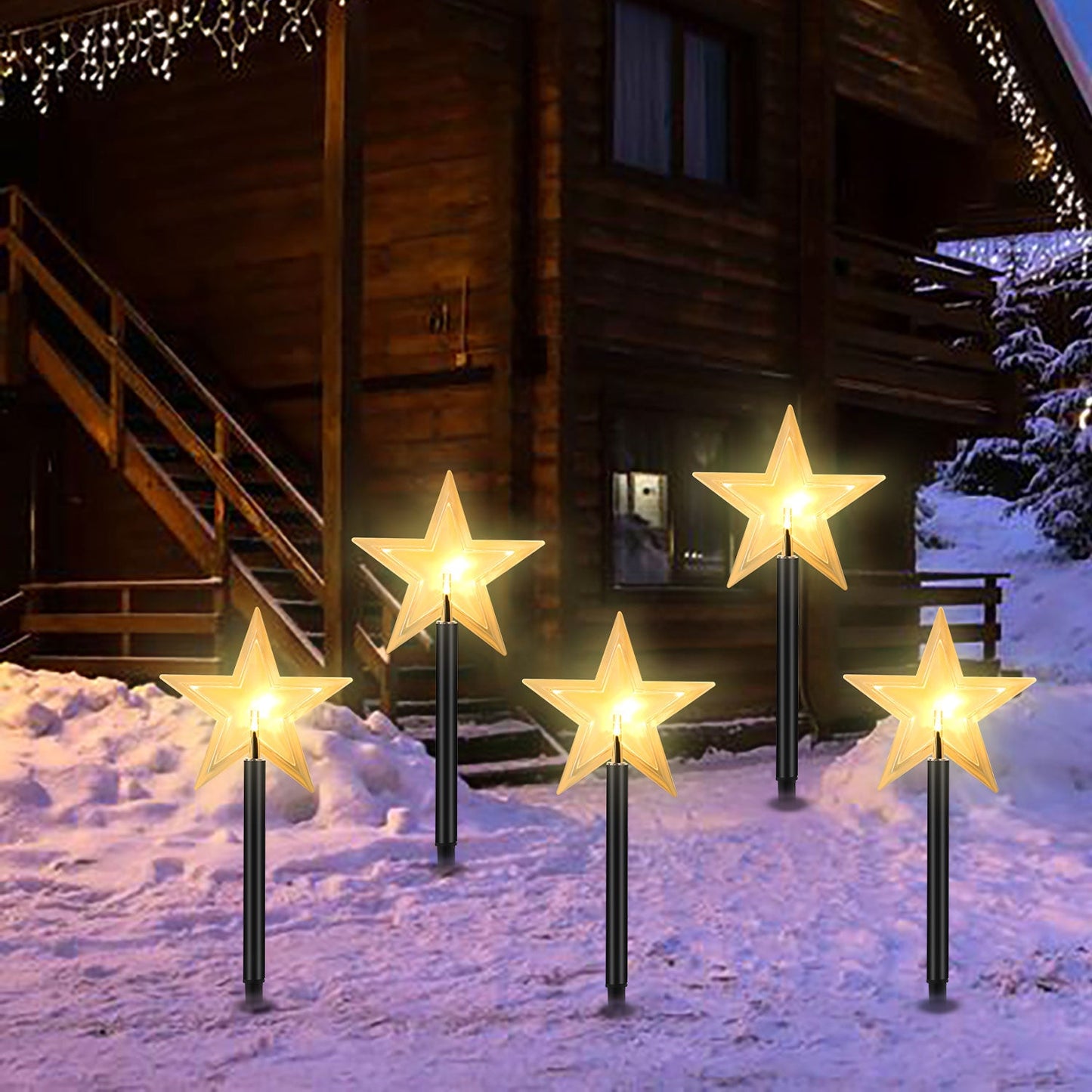 5 Pcs Sterne Weihnachtsbeleuchtung Gartenleuchte