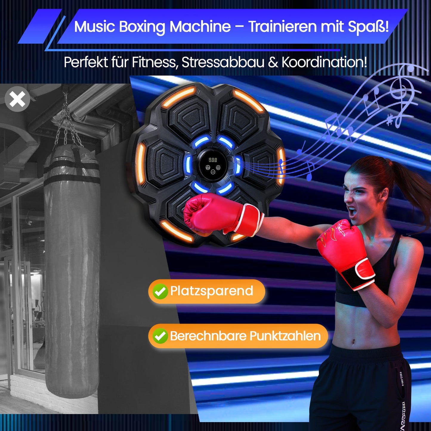Music Boxing Machine LED Box-Wandhalterung für Erwachsene Kinder
