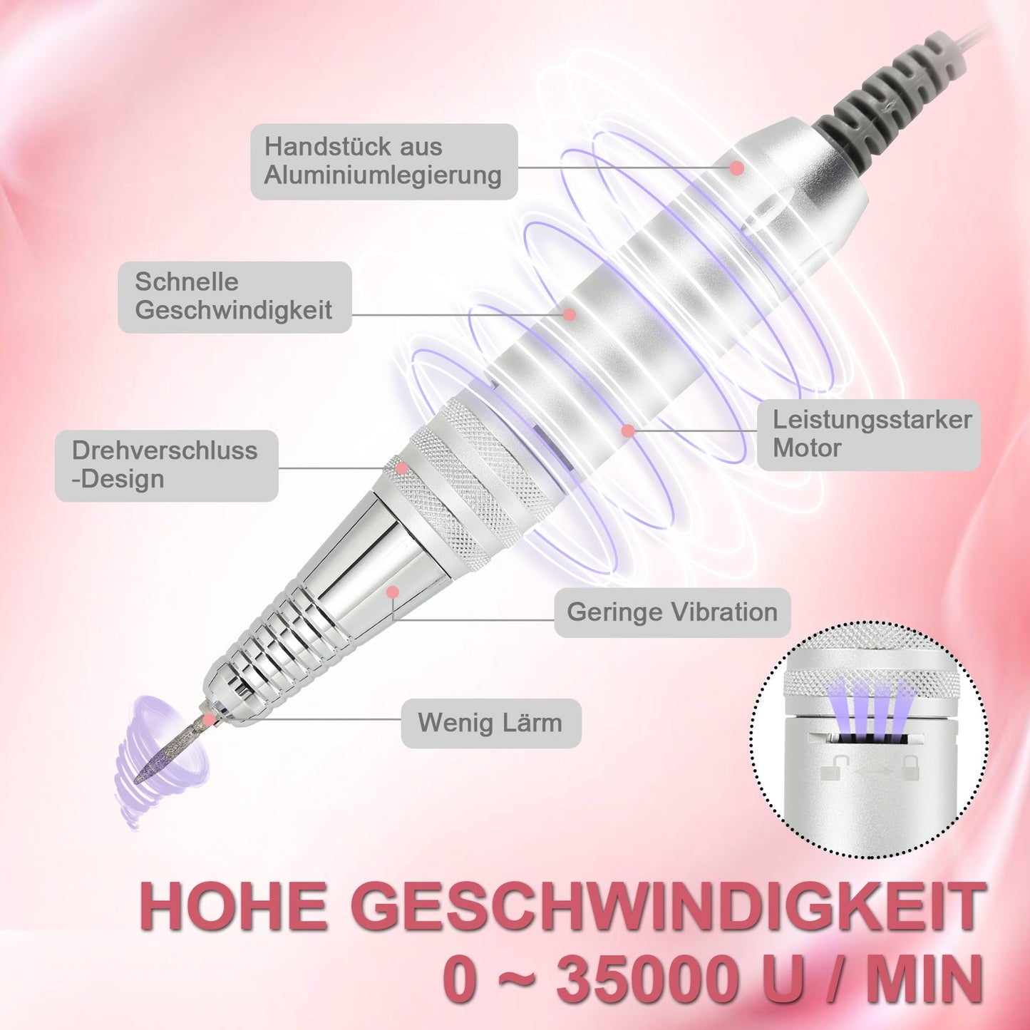 Elektrische Nagelfräser Pediküre 35000 U/min