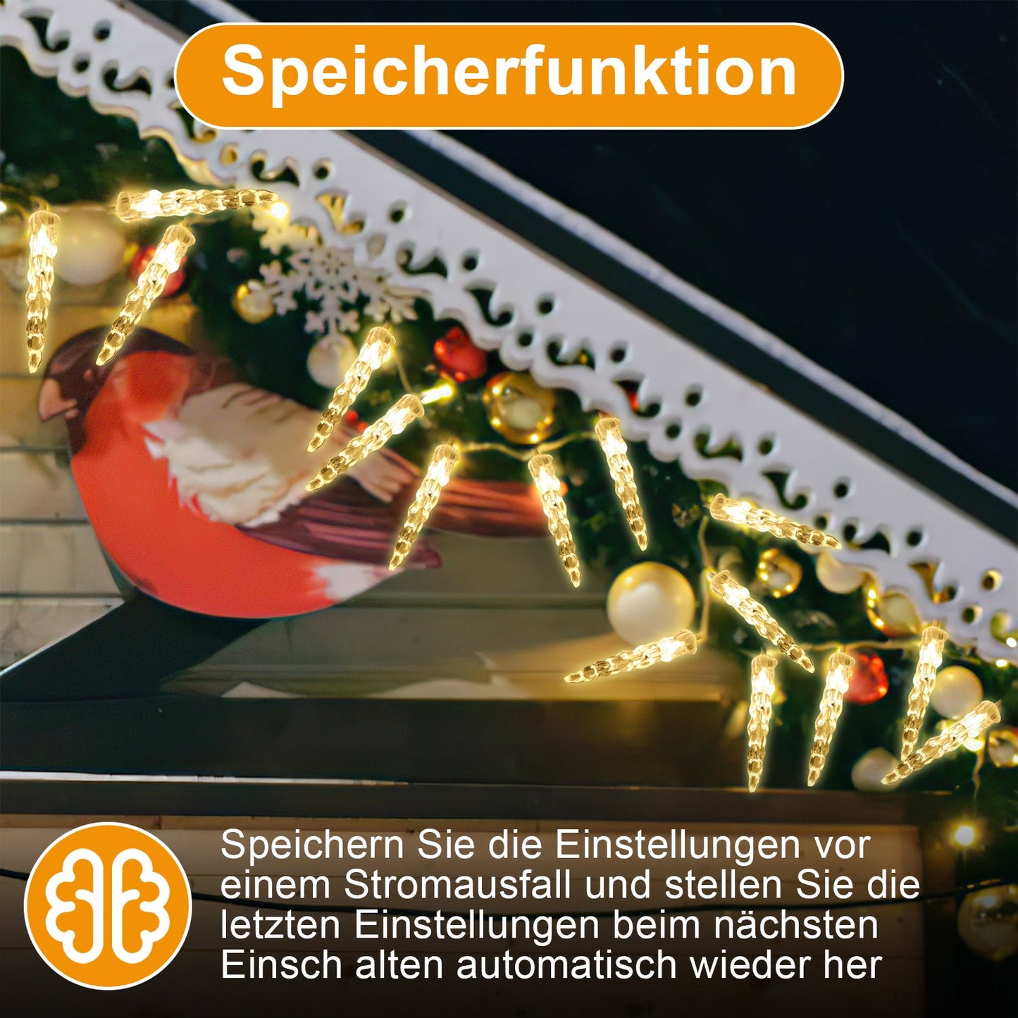 Solar Eiszapfen Lichterkette mit Fernbedienung 10m
