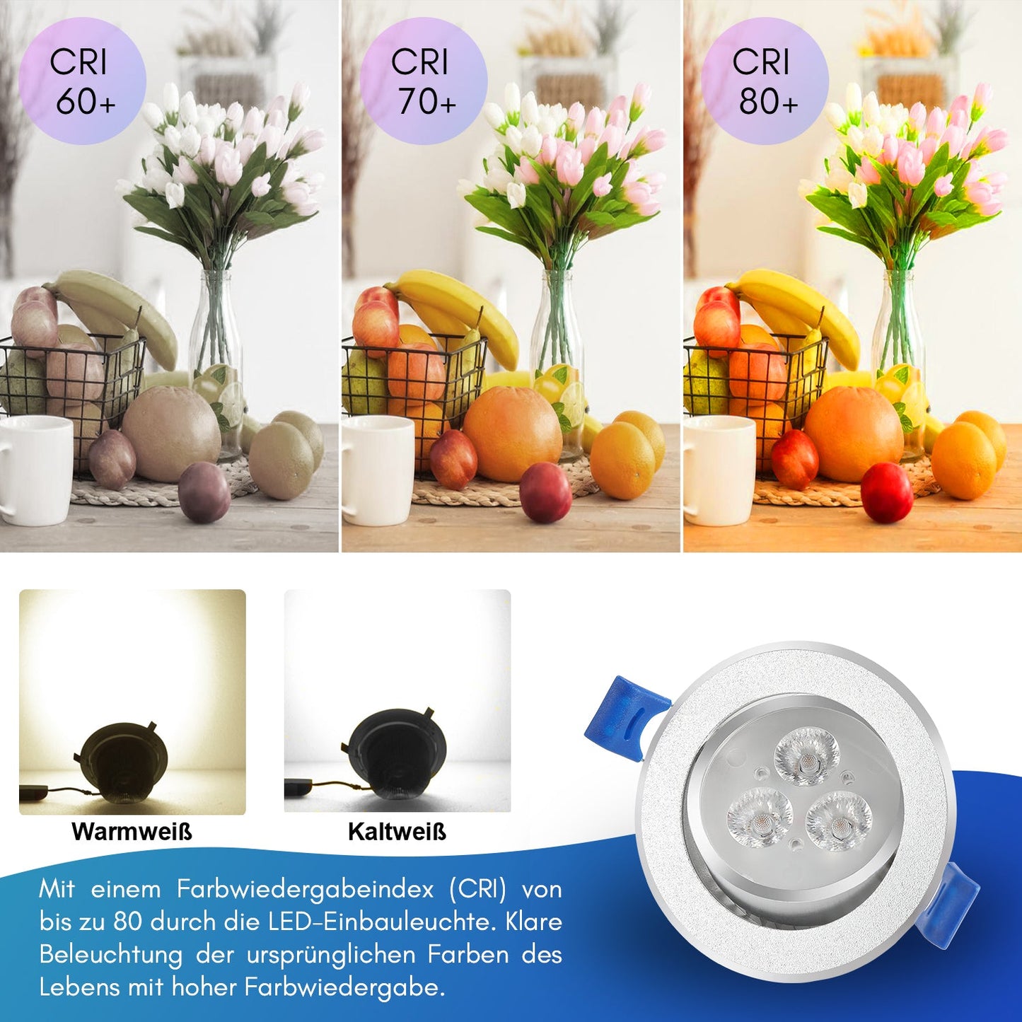 LED Einbaustrahler 20x 3W Kaltweiß/Warmweiß Extra flach
