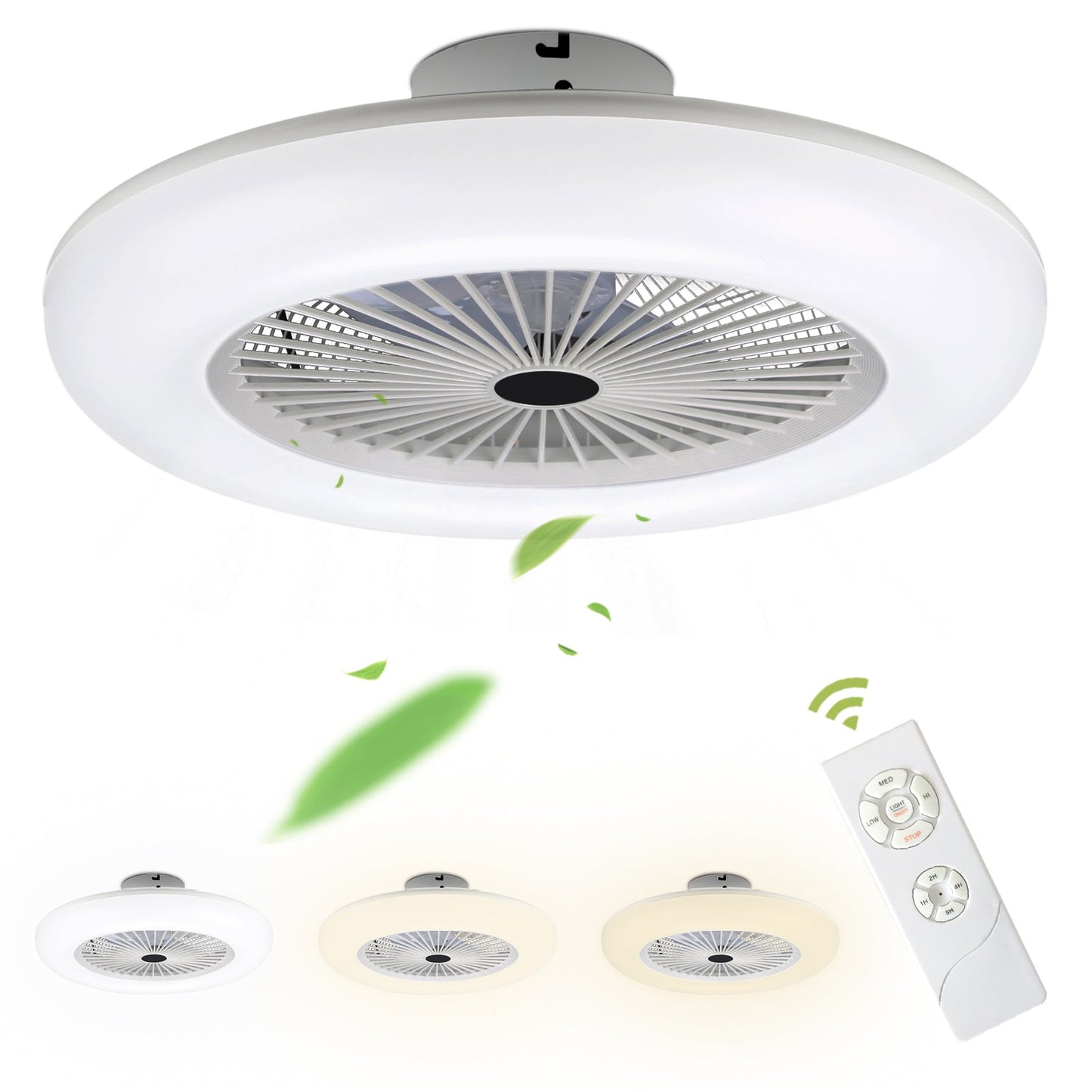 Deckenventilator Dimmbar Leiser Kühler Weiß Beleuchtung Ventilator Lampe 80W