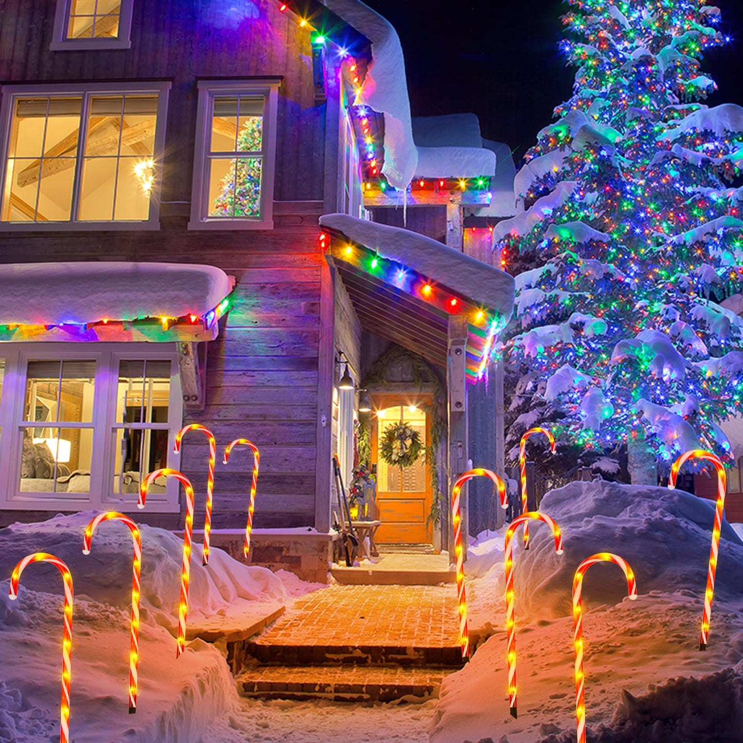 4x LED Zuckerstangen Weihnachtsdeko Außenleuchte