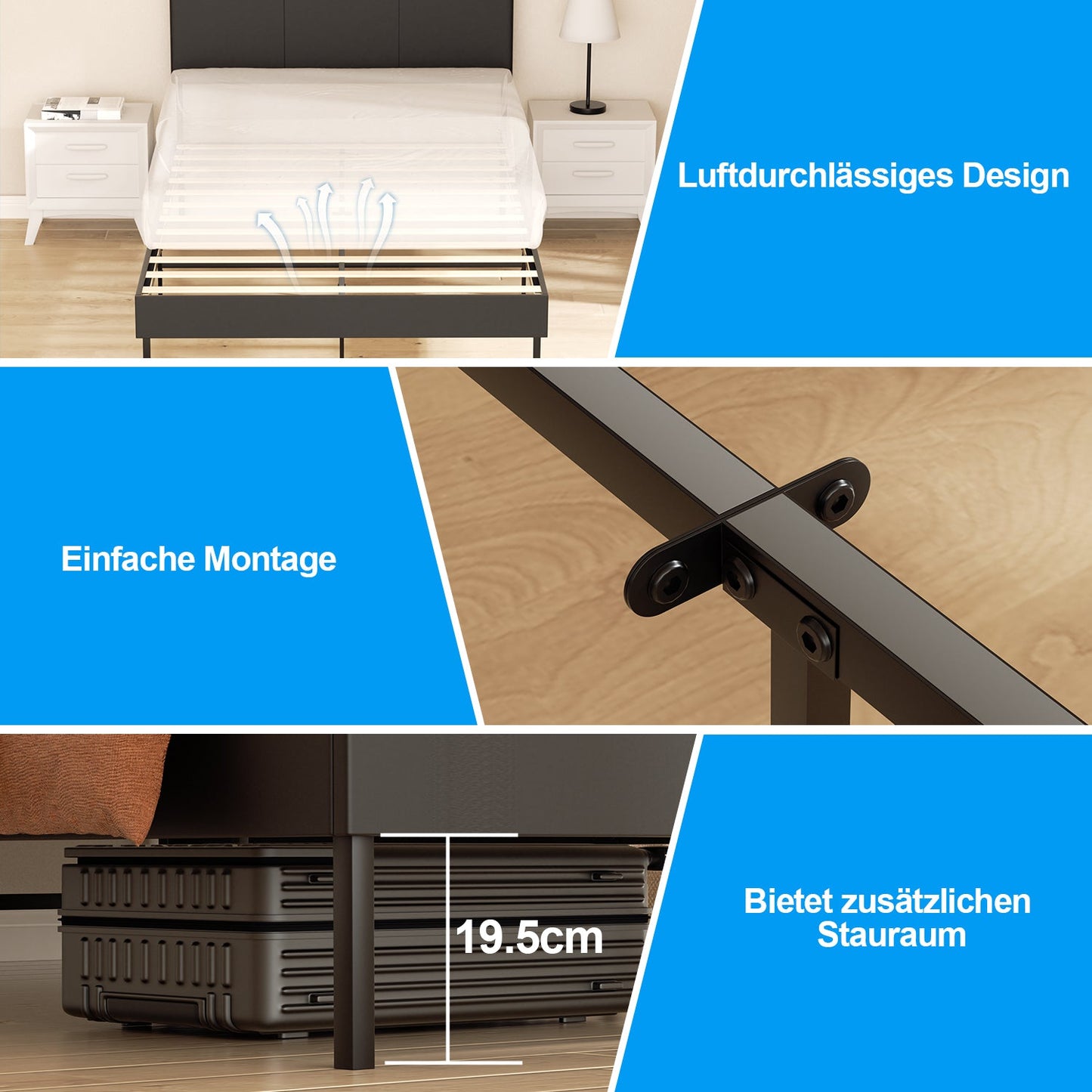Polsterbett Bettgestell mit Kopfteil Leder