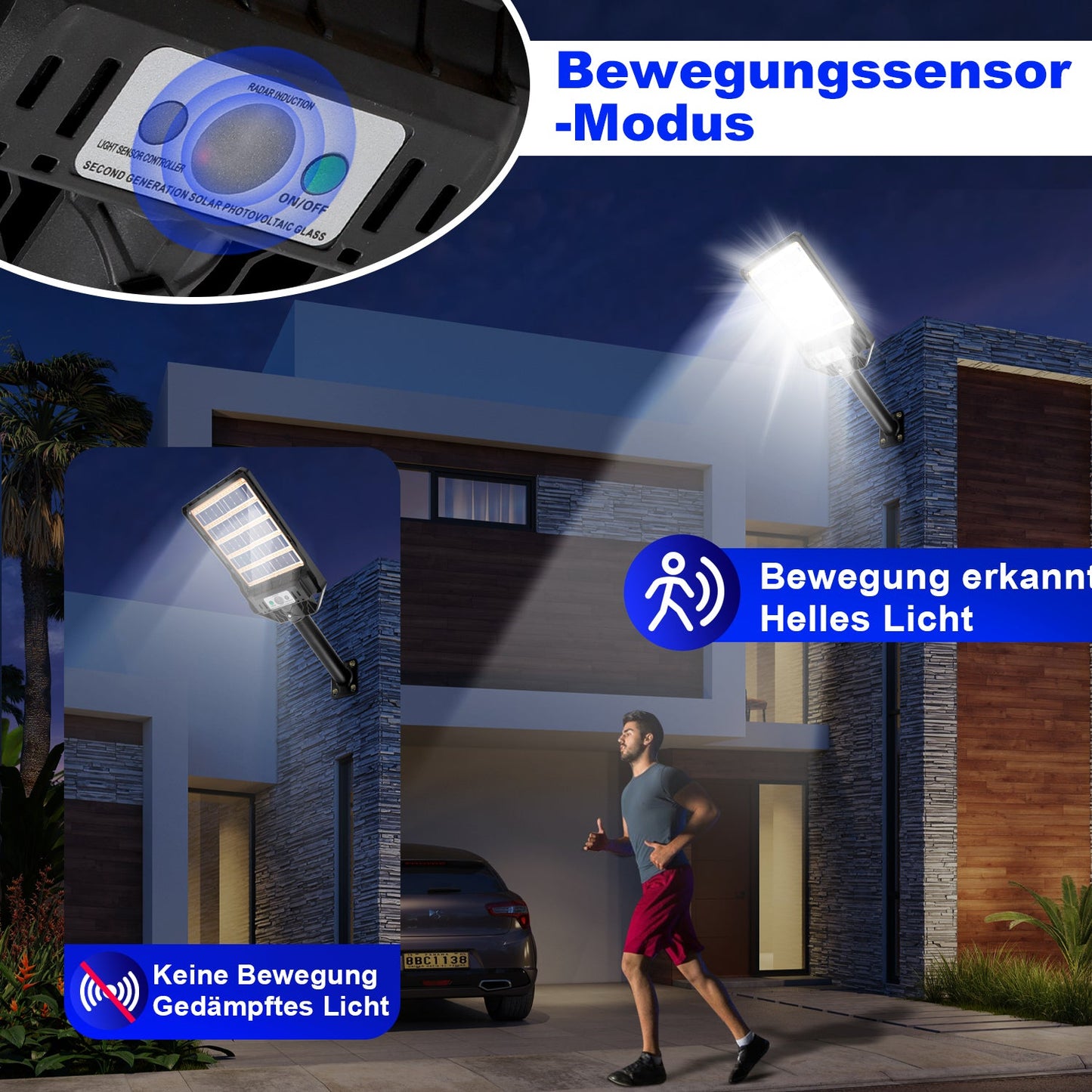 Solarlampen Straßenlaterne mit Bewegungssensor 300W/400W