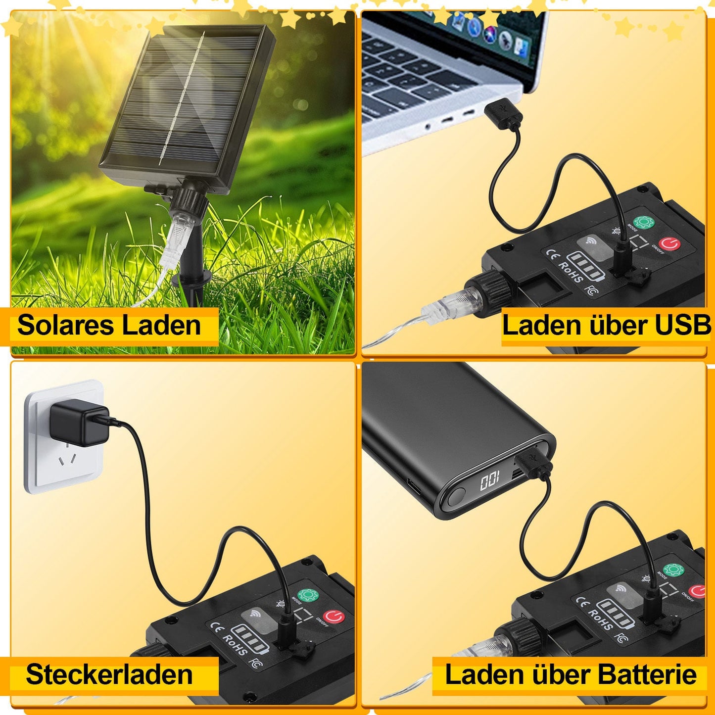 Solar Eisregen Lichterkette mit Fernbedienung 5m-15m