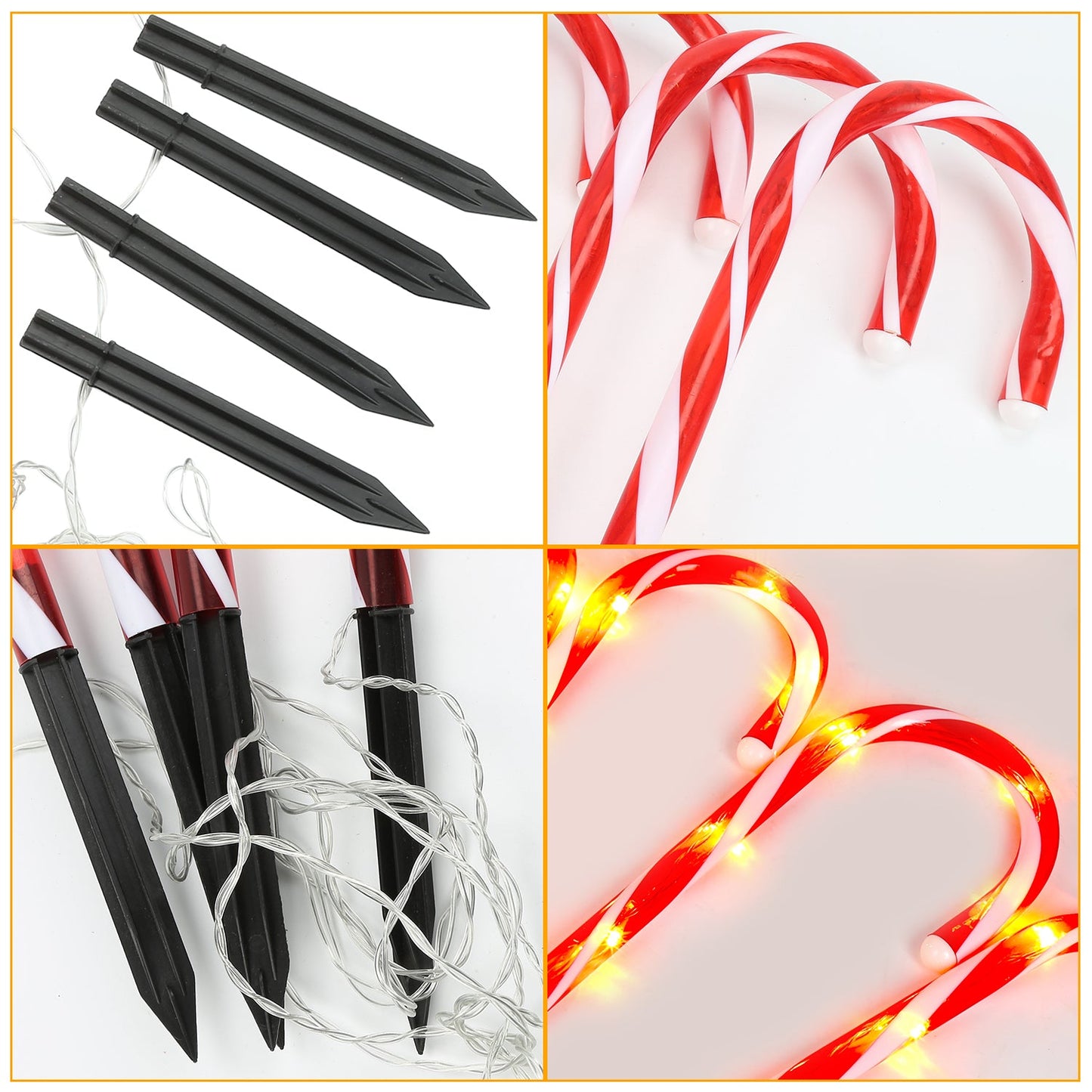 4x LED Zuckerstangen Weihnachtsdeko Außenleuchte