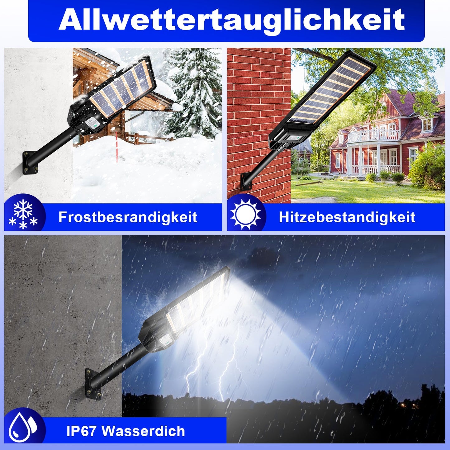 Solarlampen Straßenlaterne mit Bewegungssensor 300W/400W