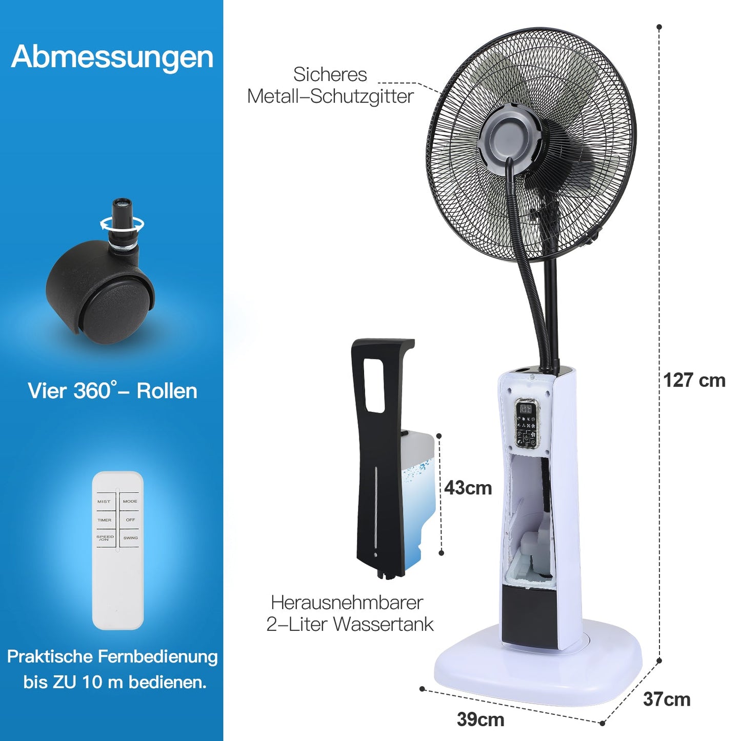 Standventilator mit Wasserkühlung Ultraschall-Sprühnebel