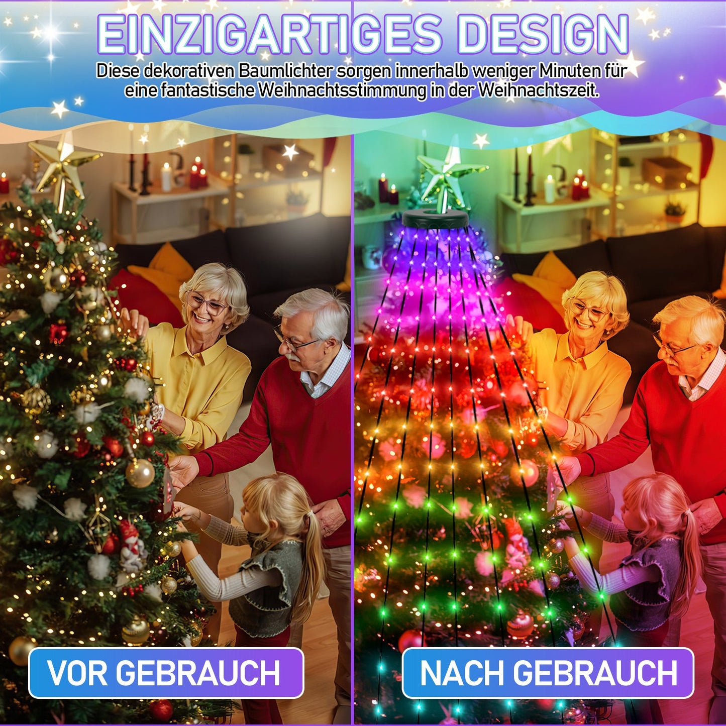 Christbaumbeleuchtung mit APP-Kontrolle 160 LEDs IP67