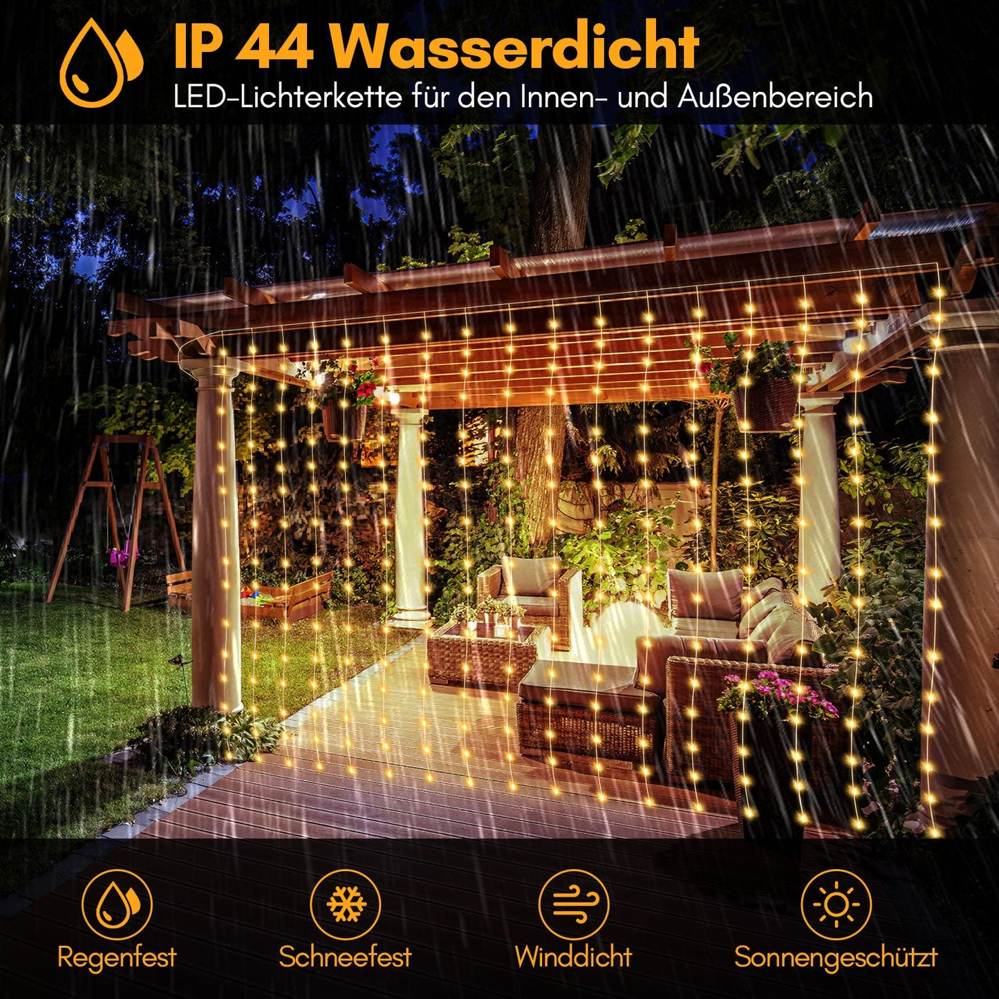 LED Lichtervorhang 3x3m/3x6m Warmweiß/Farbe