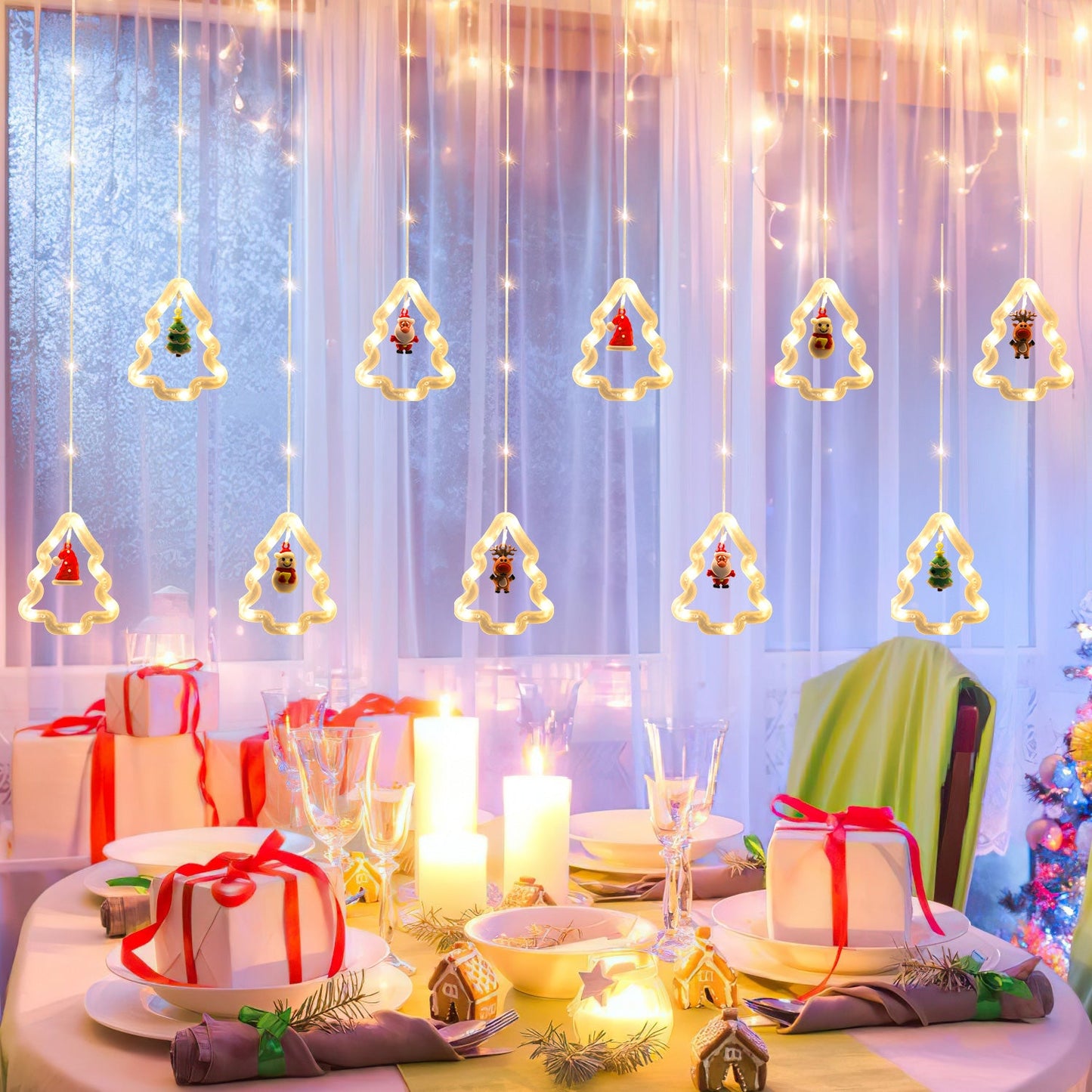 LED Weihnachtsbeleuchtung Lichtervorhang 3M