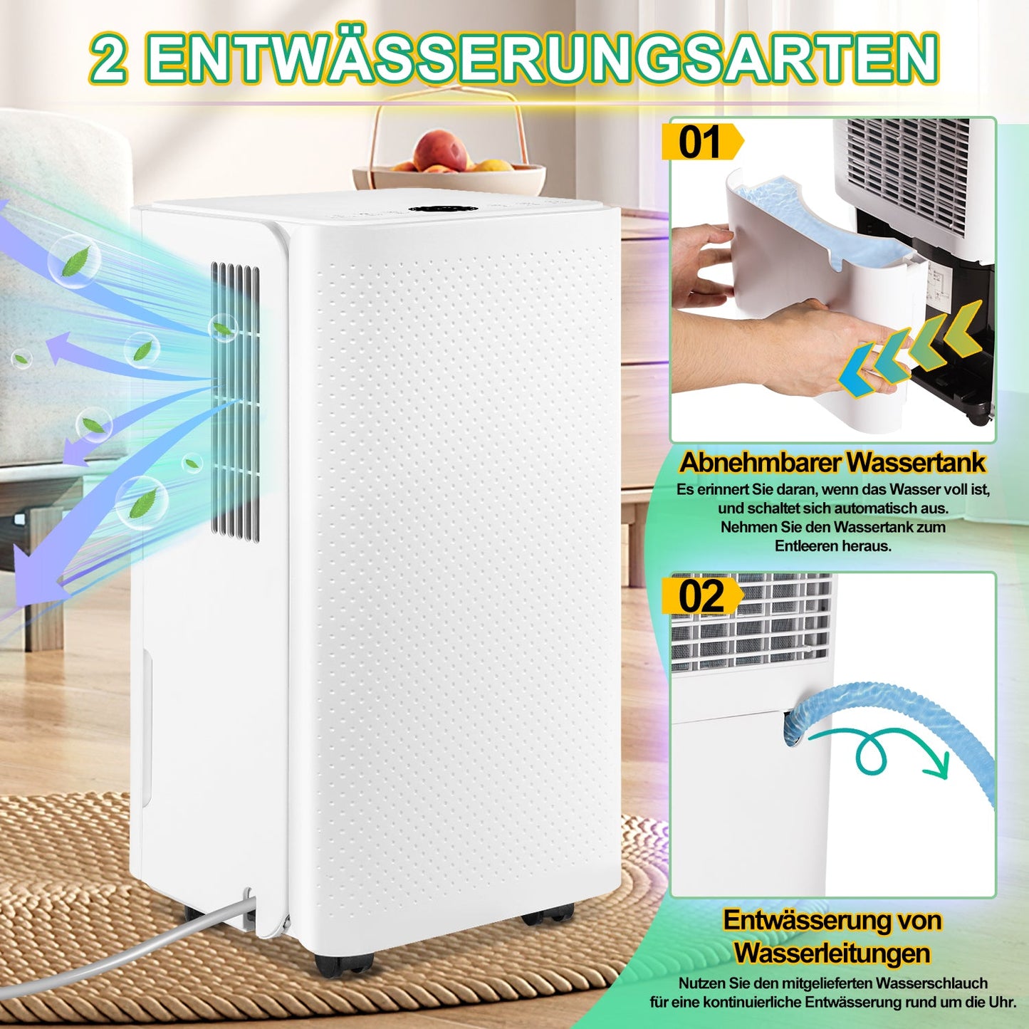 Luftentfeuchter 16L mit Timerfunktion, Wäschetrockungsfunktion, Abtaufunktion