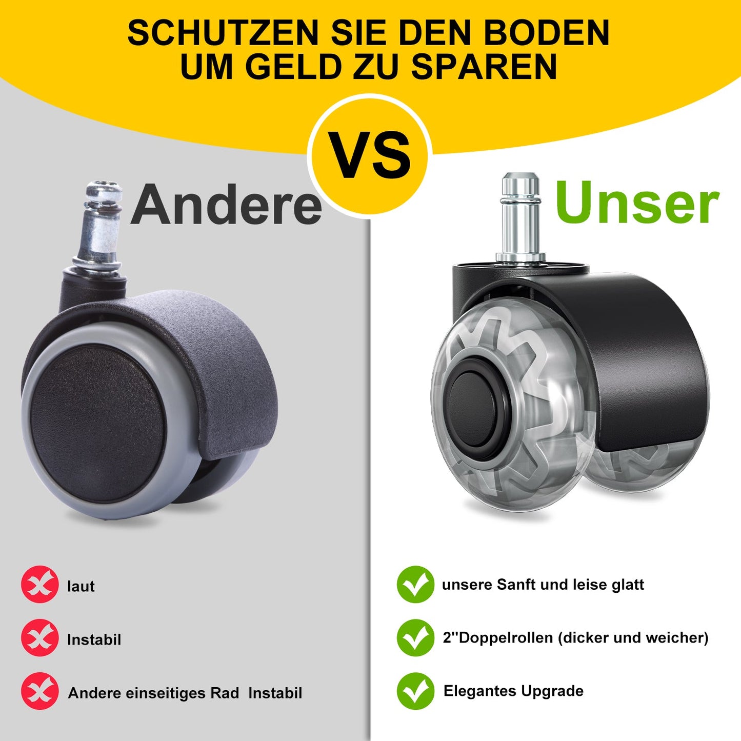 5 Stück BürostuhlRollen Stuhlrollen 11mm x 22mm