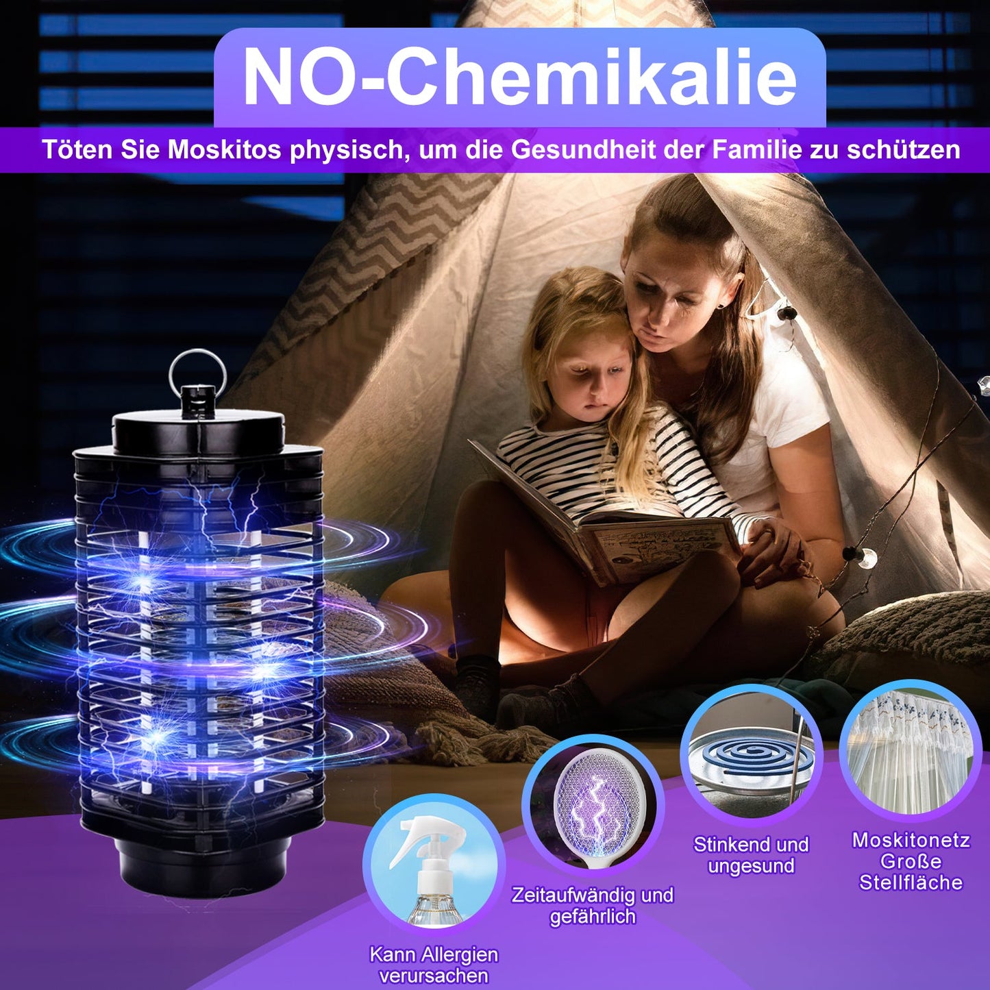 Insektenvernichter Elektrisch LED UV Mückenlampe 3W
