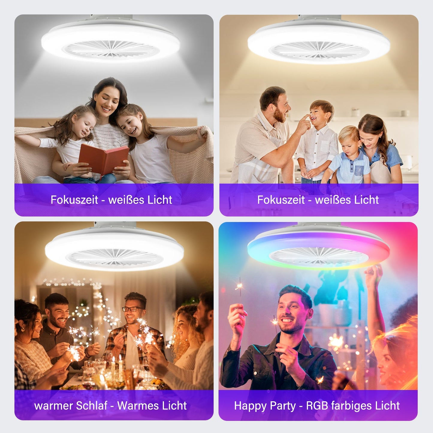 Deckenventilator mit Beleuchtung RGB mit Fernbedienung