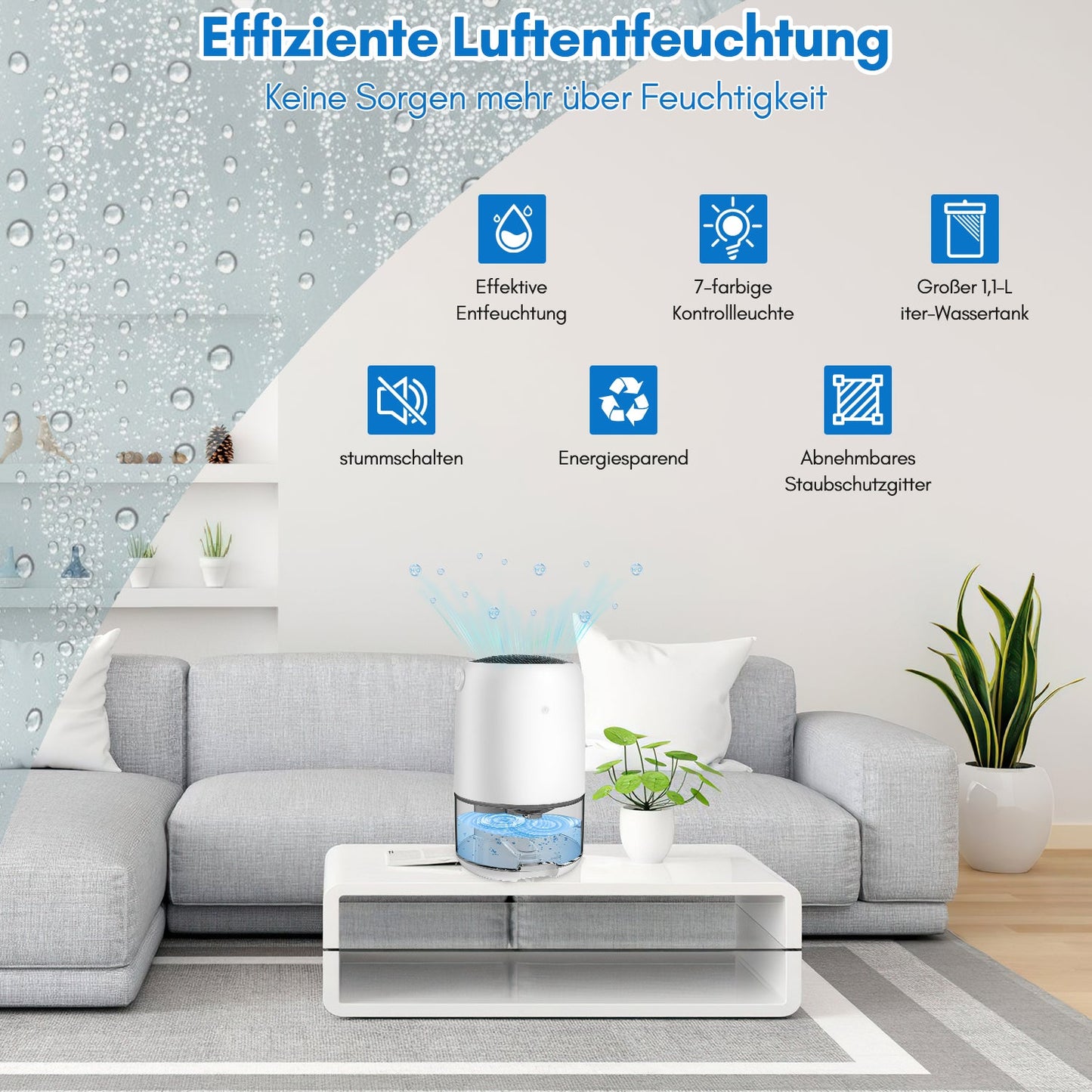 Luftentfeuchter 1100 ml Mini Tragbarer