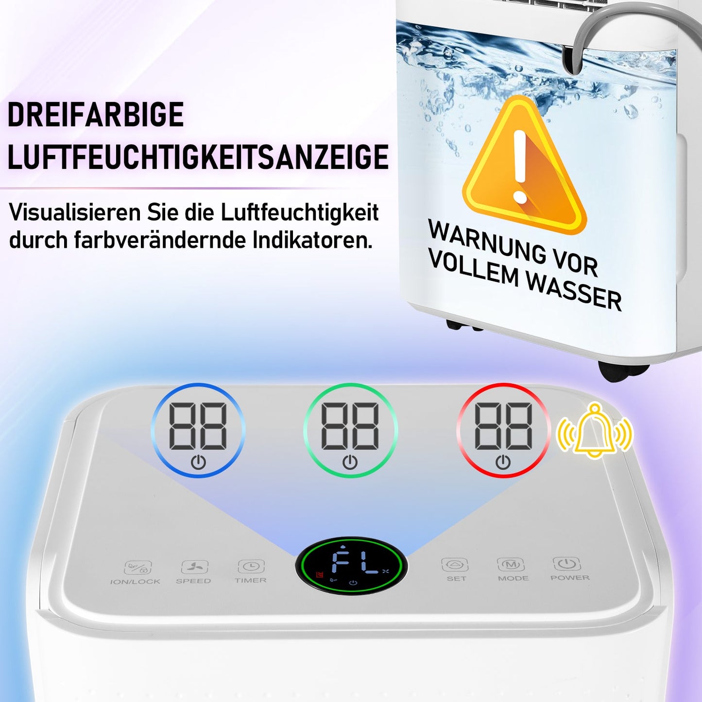 Luftentfeuchter 16L mit Timerfunktion, Wäschetrockungsfunktion, Abtaufunktion
