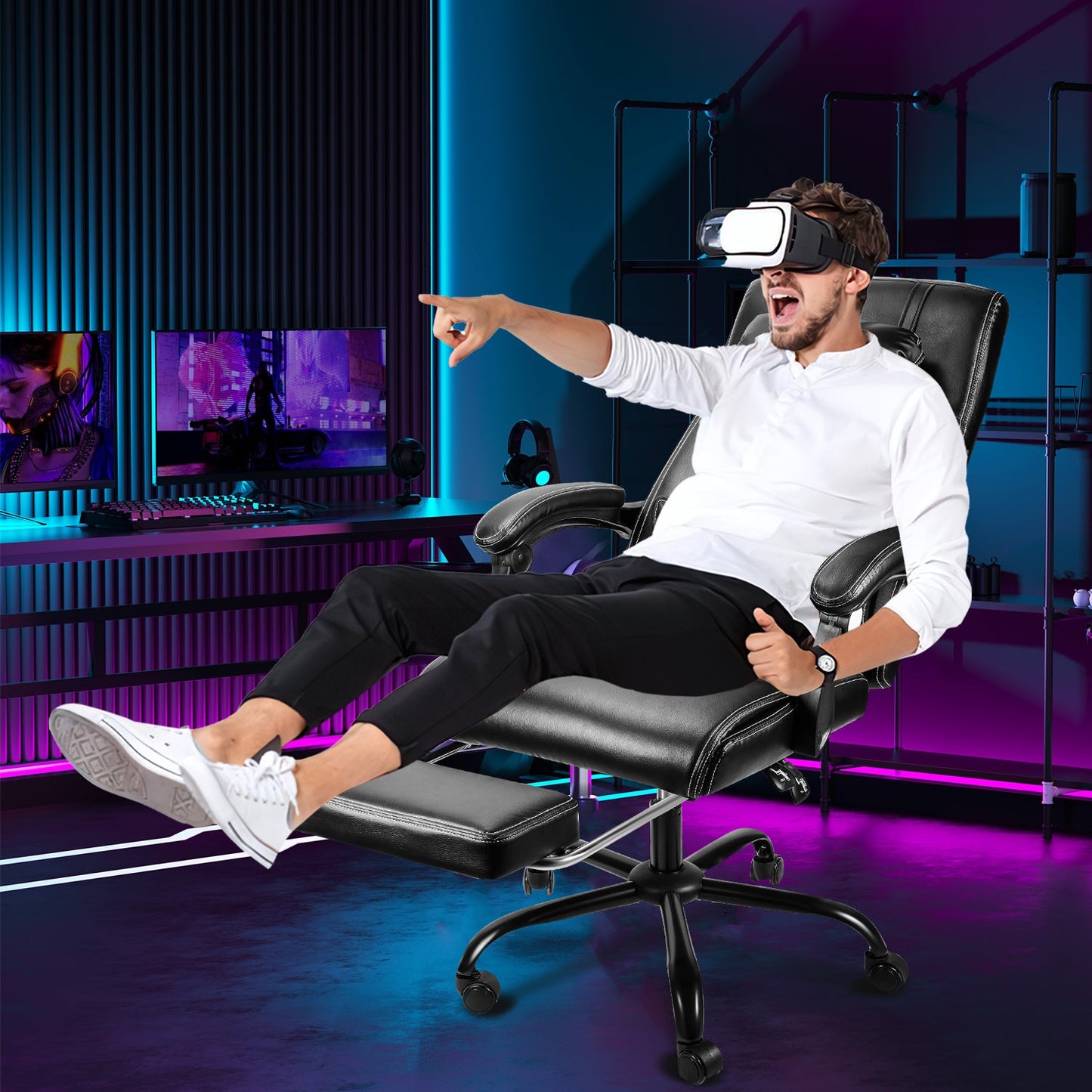 Drehstuhl Höhenverstellbar Bürostuhl 360° frei Drehbar mit Lendenkissen